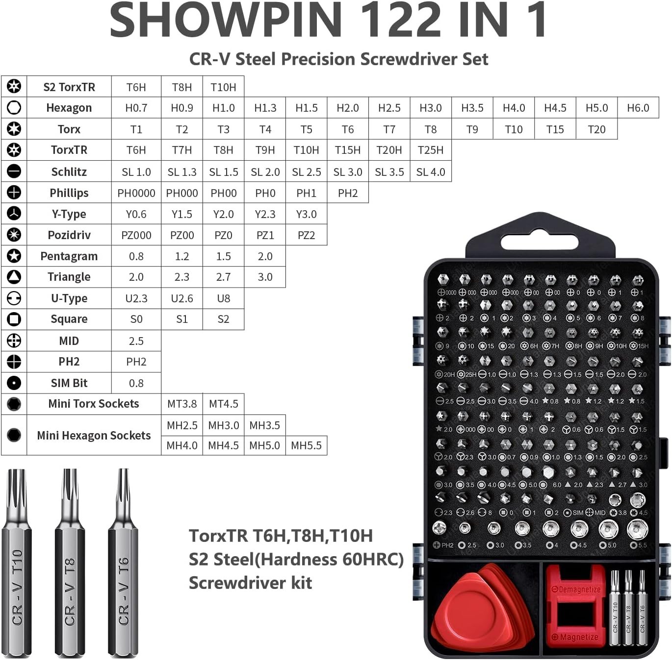 122 in 1 Electronics Repair Screwdriver Set with Magnetic Bits for Computer P...