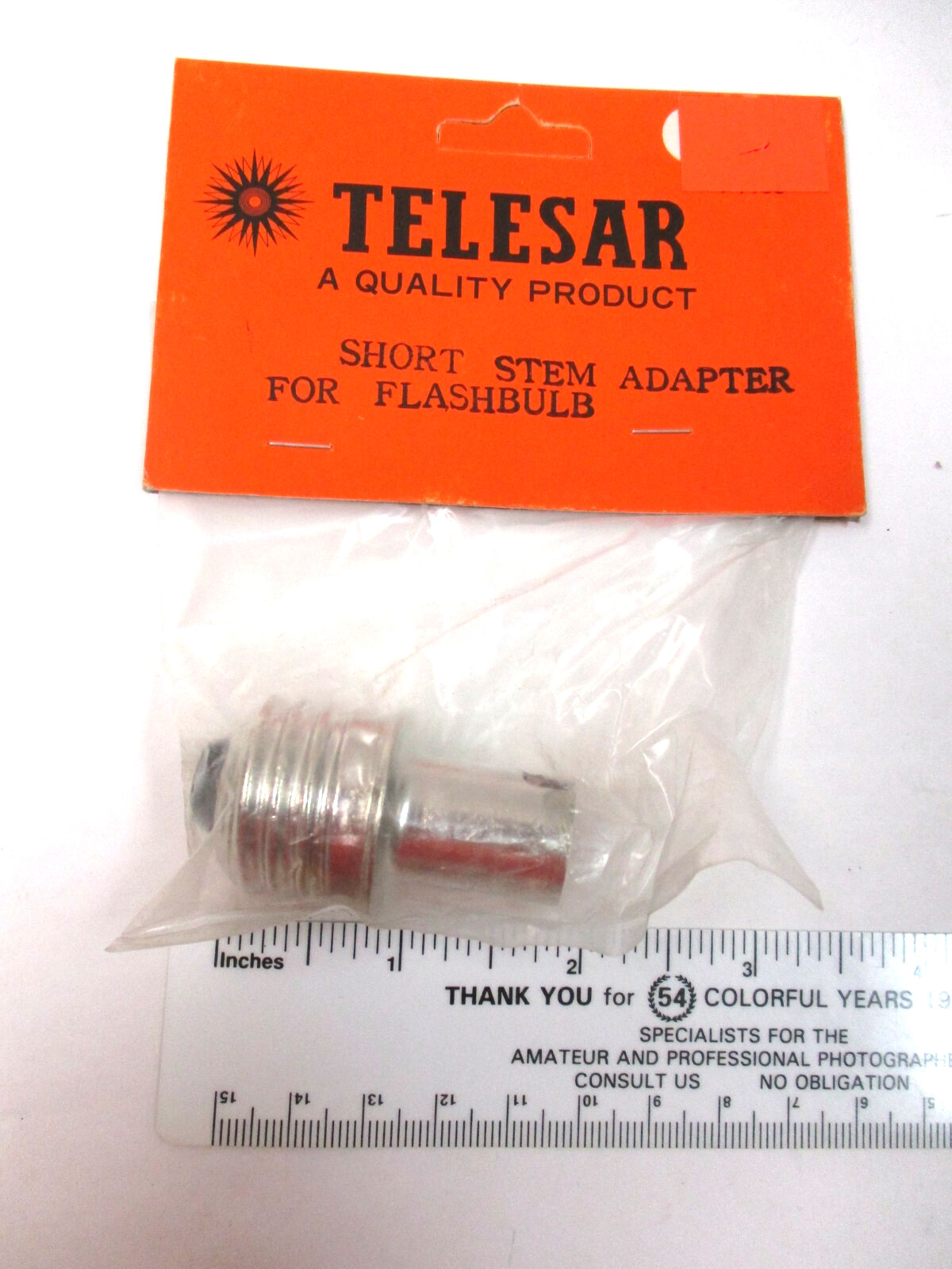 Telesar 1 7/8" long short stem flashbulb adapter. New old stock.