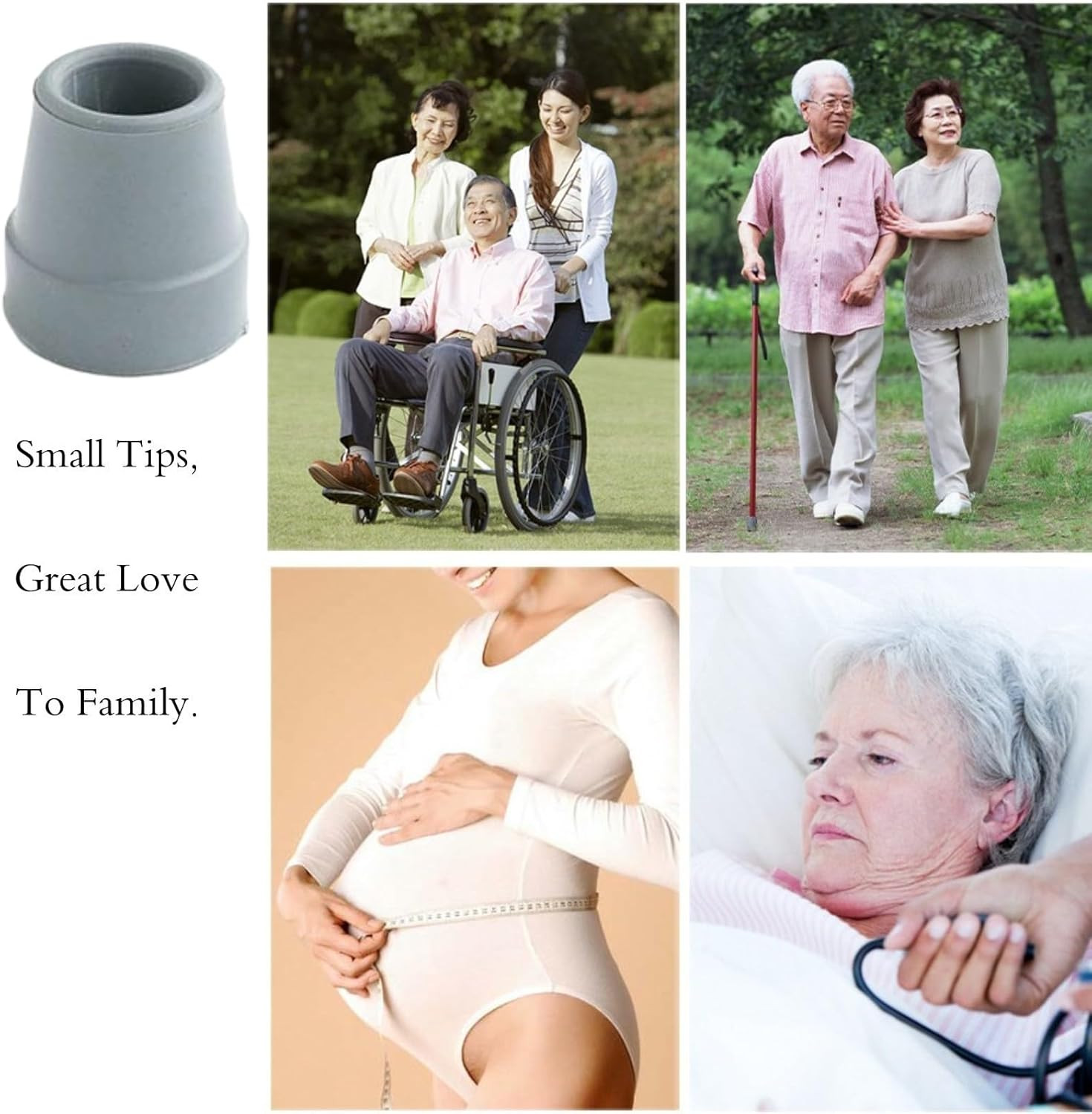 4 Pack Quad Cane Tips 1/2 Inch Heavy Duty Walking Cane Rubber Tips Replacement S