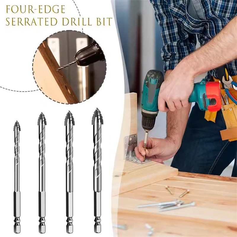 4X Eccentric Drill Bit Set Four-Flute Sawtooth Eccentric Drill Bit High Hardness