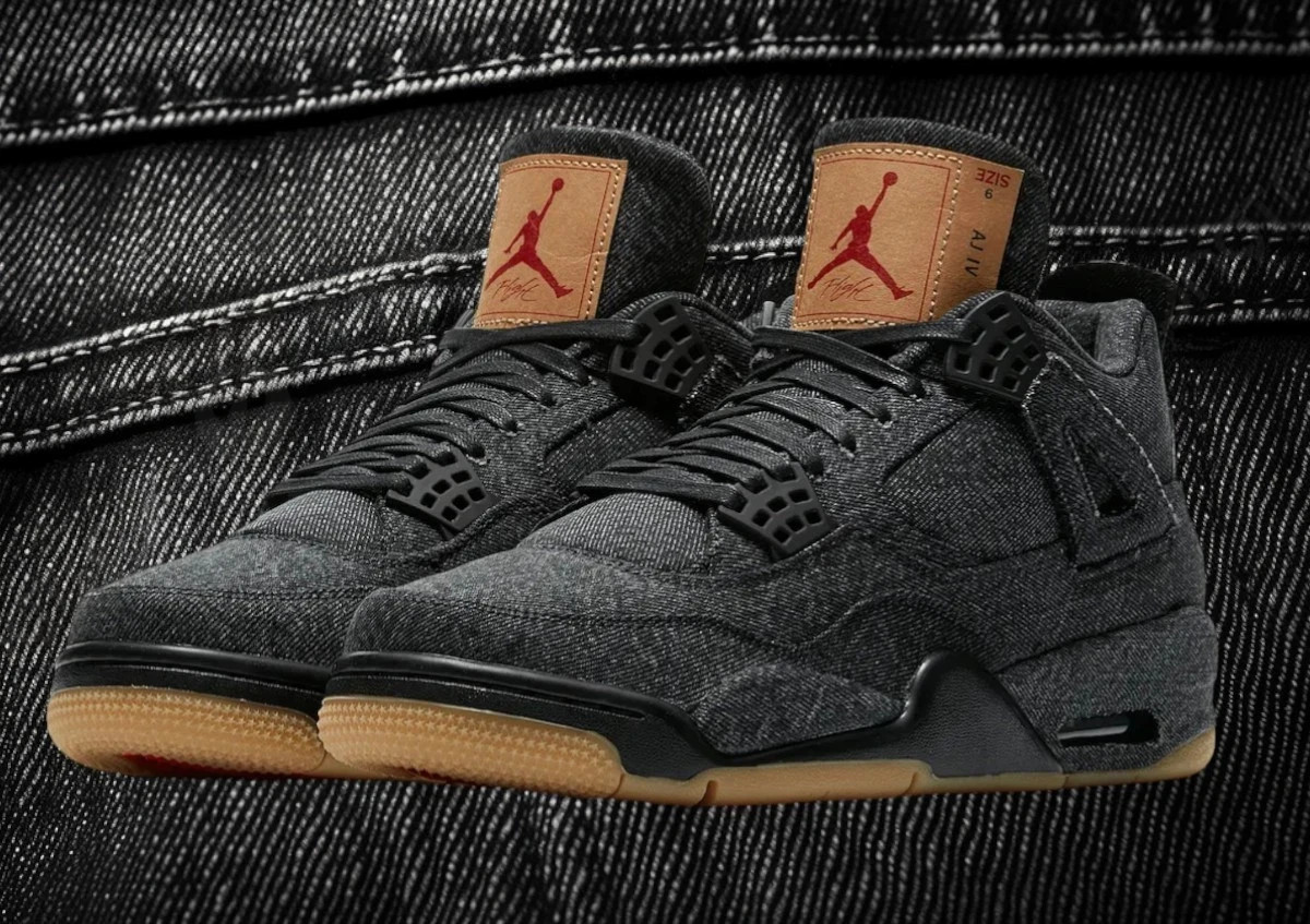 Jordan x Levis 4 Retro NRG BG Gum Black Denim Jean - Men Sz 7-12 - Size US