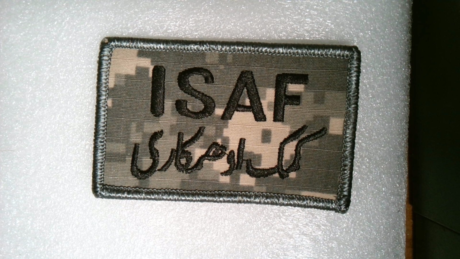 MILITARY PATCH US ARMY ACU DIGITAL HOOK & LOOP ISAF INTERNATIONAL SECURITY ASSIS