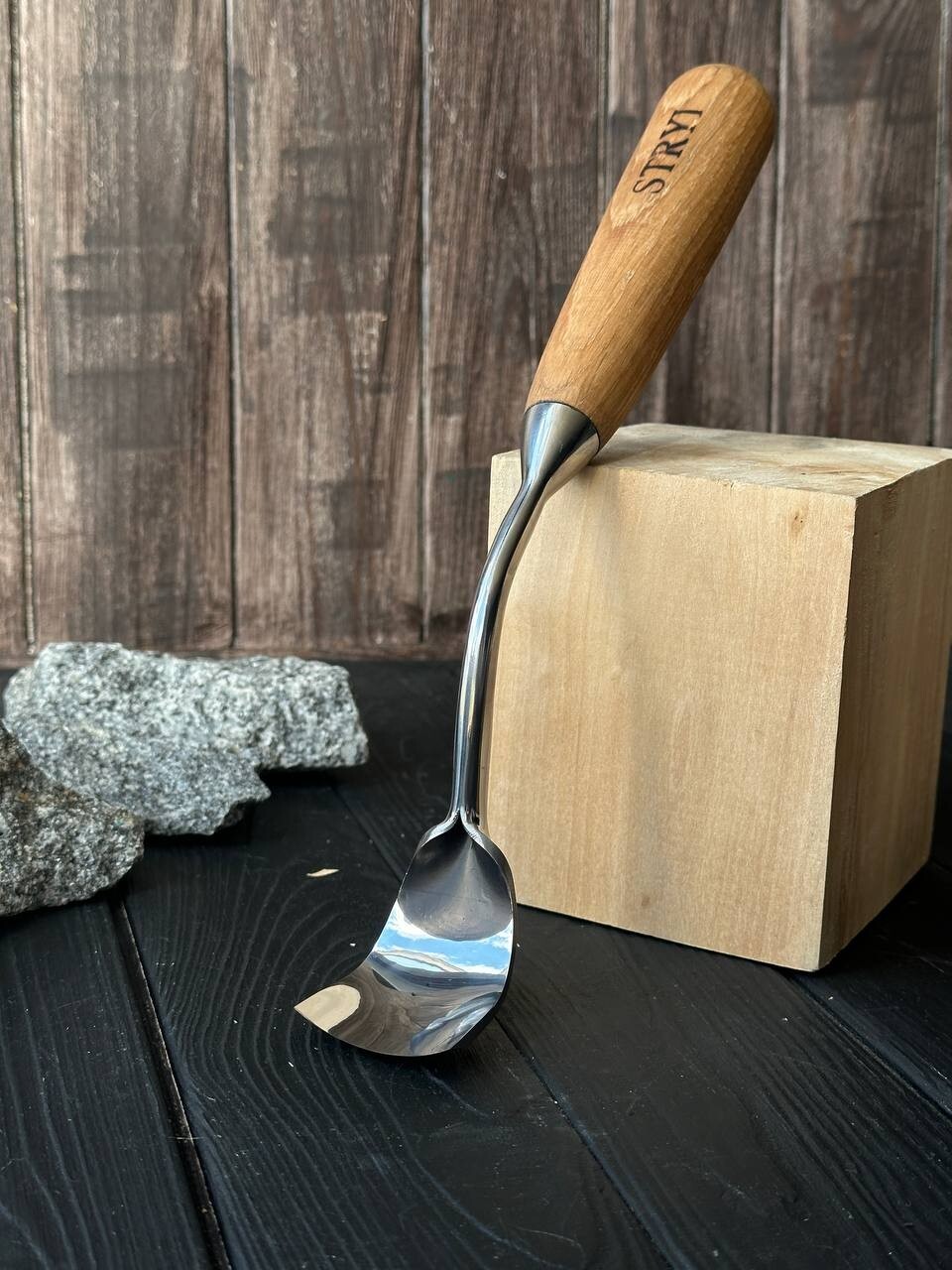 Large bent gouge 1,6", Profi woodcarving tool, chisel for bowl making, spoon