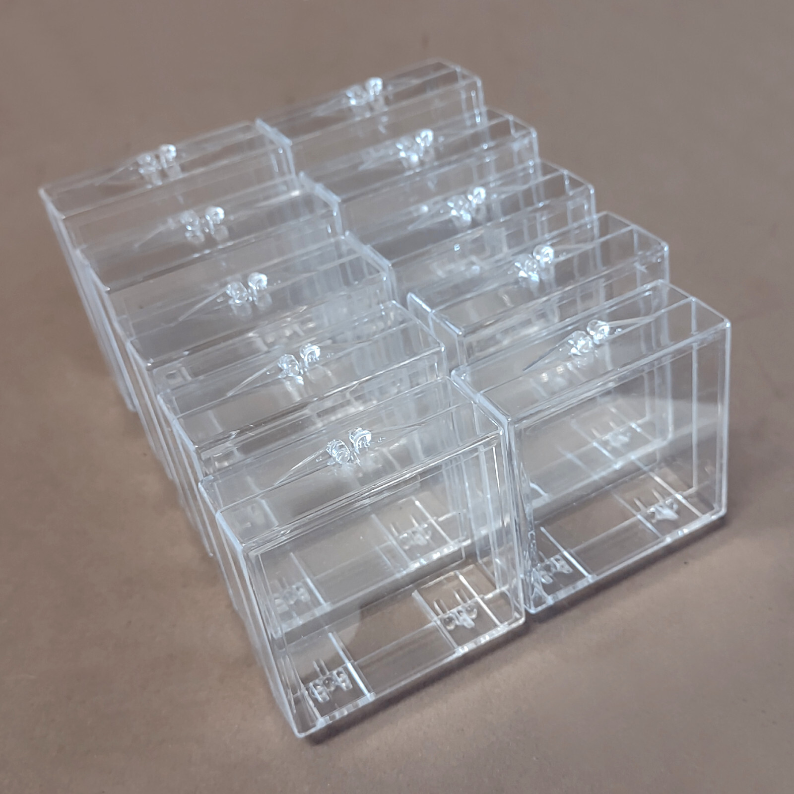 (10) Square Clear  Storage Hinged Display Container 2" x 2" x 3/4" Box USA