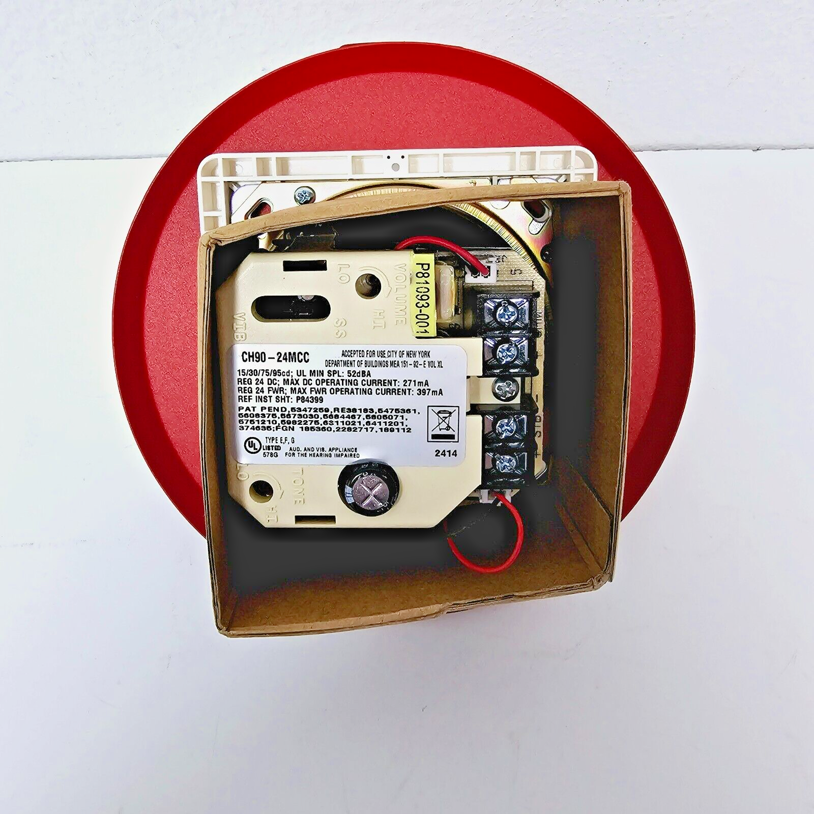 Cooper/Wheelock CH90-24MCC-FR Chime Strobe Ceiling Red NEW