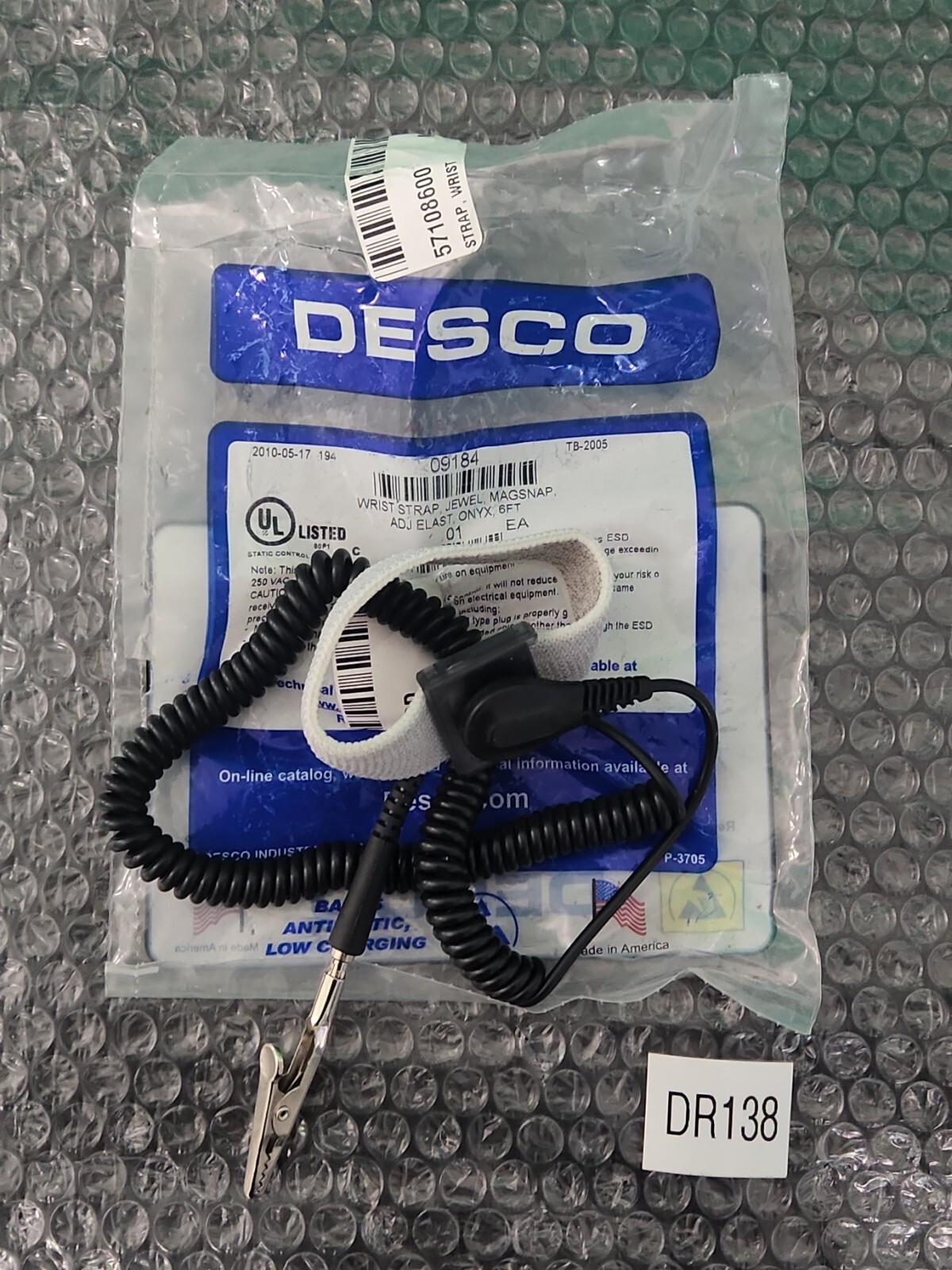 🆕️ DESCO 09184 Wrist Strap Jewel MagSnap Adjustable Metal-Onyx - 6' Cord ||🇺🇸