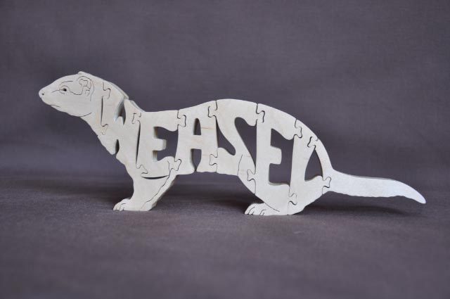Cute Weasel Ermine Stoat NEW  Hand Cut Wooden Amish Made Puzzle Toy Figurine