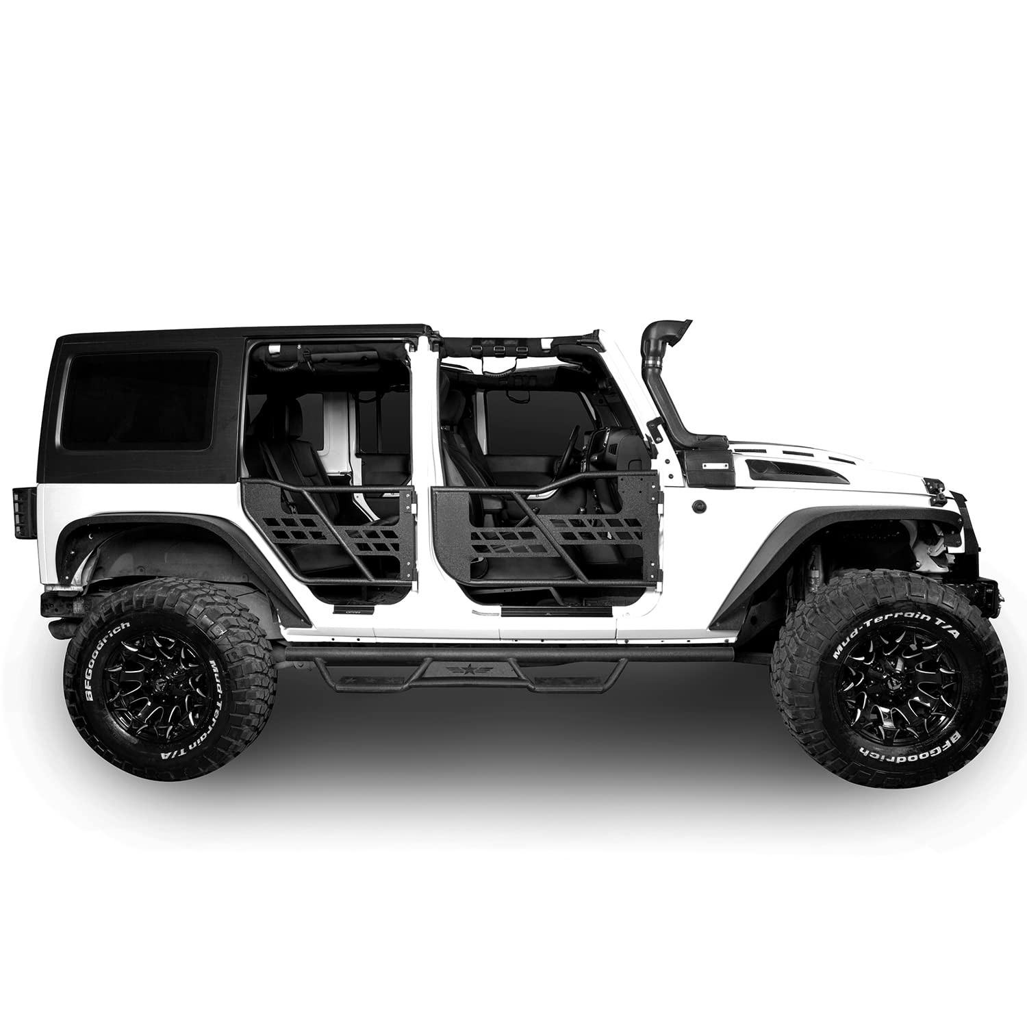 JKU Unlimited Side Steps Nerf Bar Running Board Solid Steel Compatible with Jeep