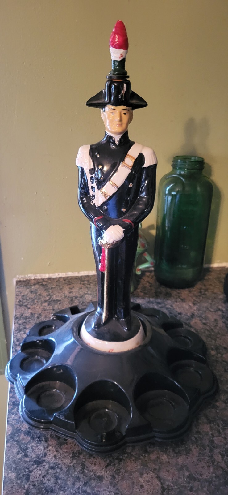 Galliano Italian Soldier Decanter 19"- Vintage Coronelli Plastic Display