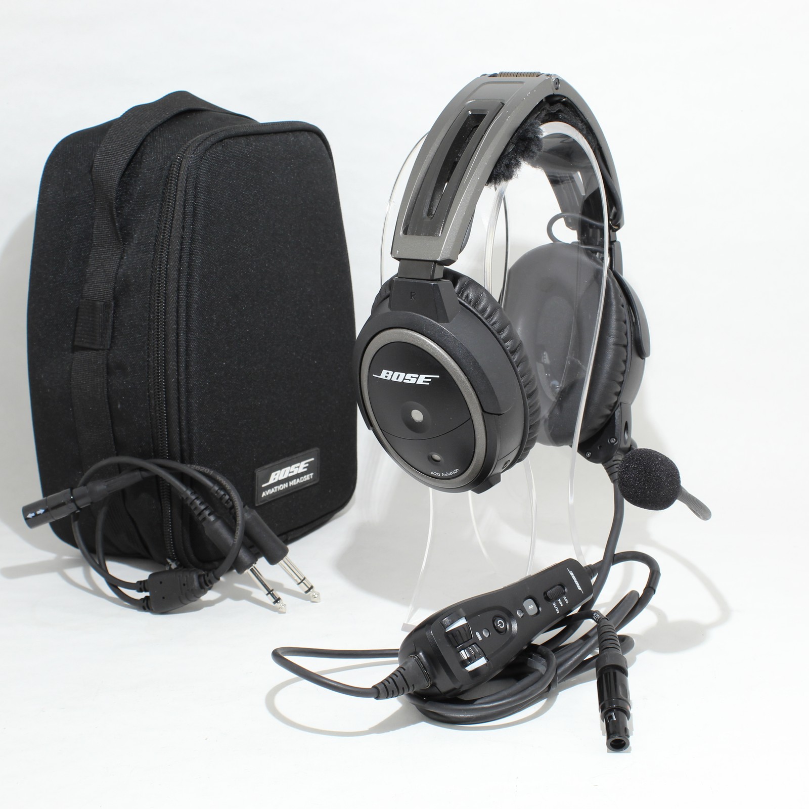 Very Good Bose A20 Bluetooth Headset Lemo w/ Dual GA Plug Adaptor BUNDLE + Case