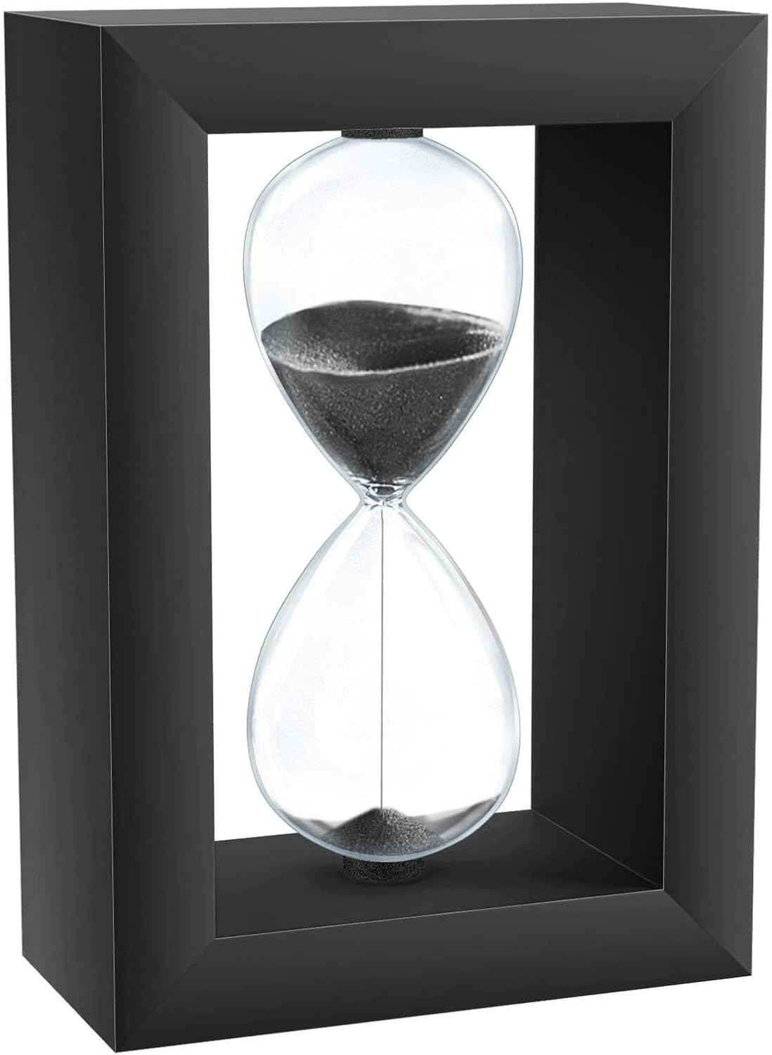 Hourglass 30 Minute Sand Timer, Wooden Black Half Hour Glass with Sand, Large