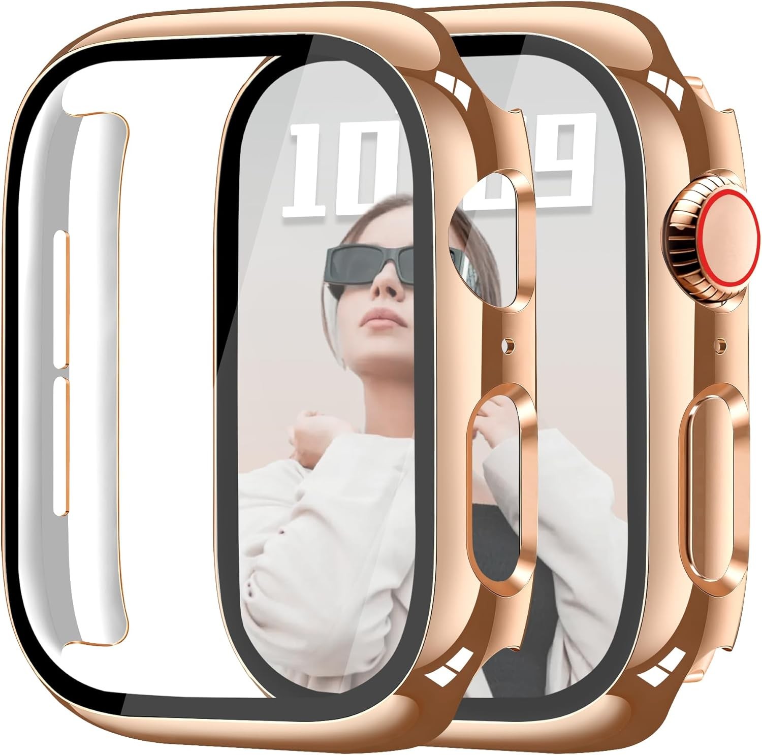 2 Pack Hard PC Case with HD Tempered Glass for Apple Watch 10/11 42mm Bumper
