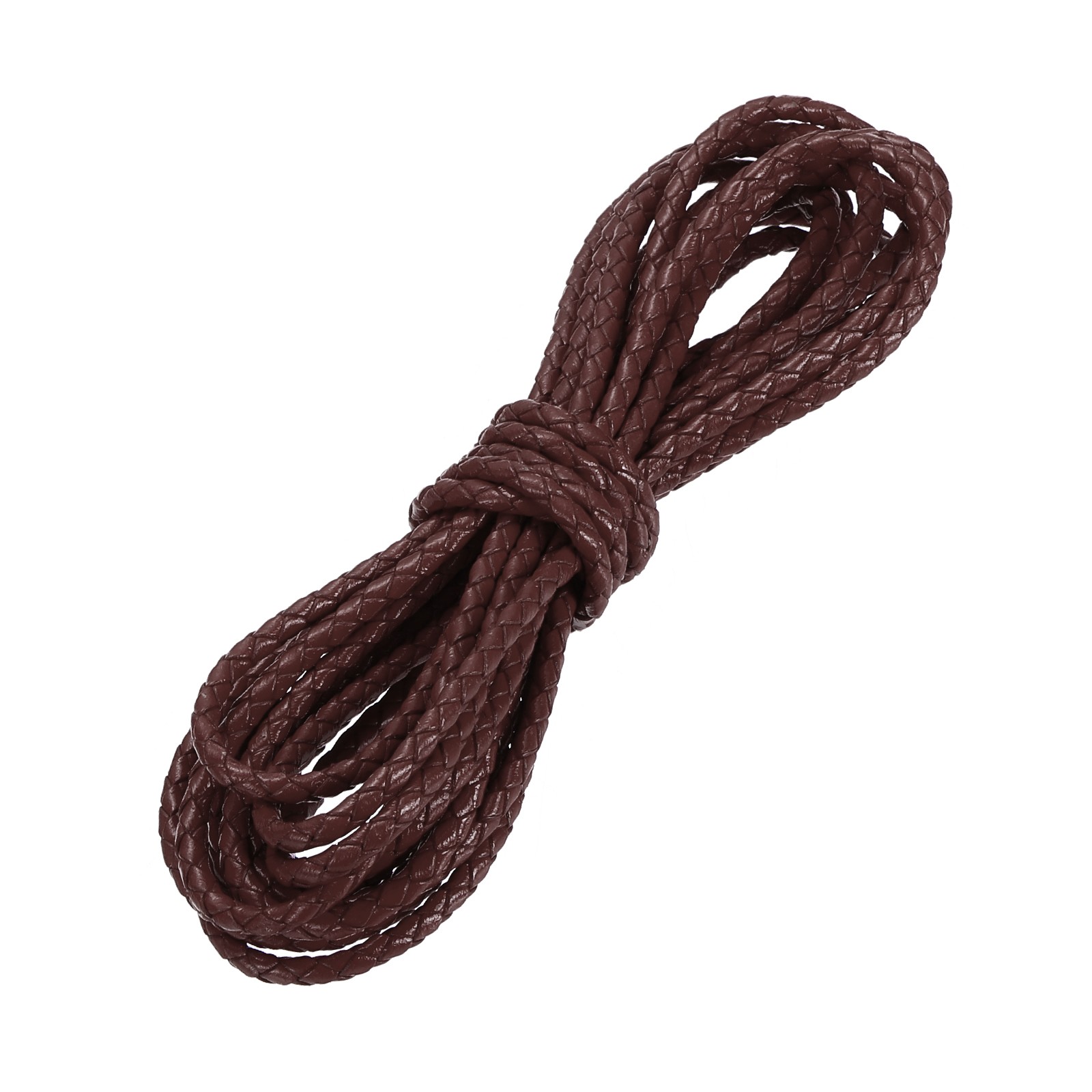 3mm Braided Leather Cord Round Braided Faux Cord, Burgundy, 3.3 Yard