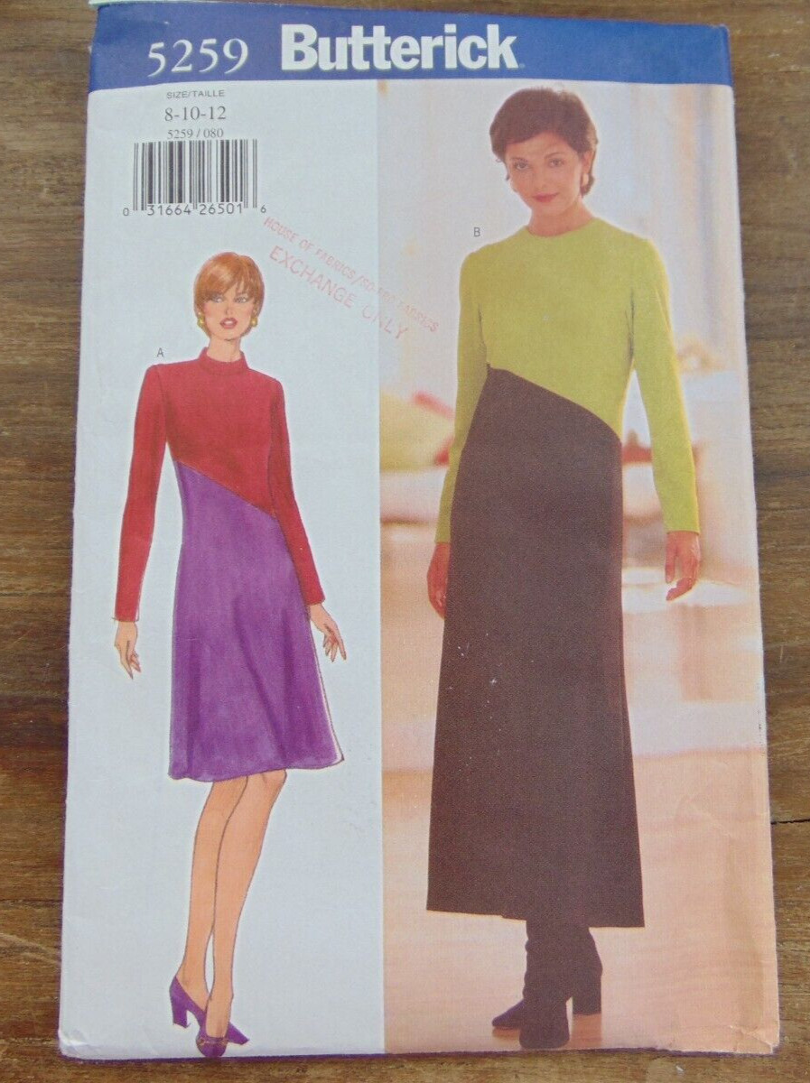 Butterick 5259 Misses A Line Dress Assymetrical Stretch Knit Sizes 8-12 New