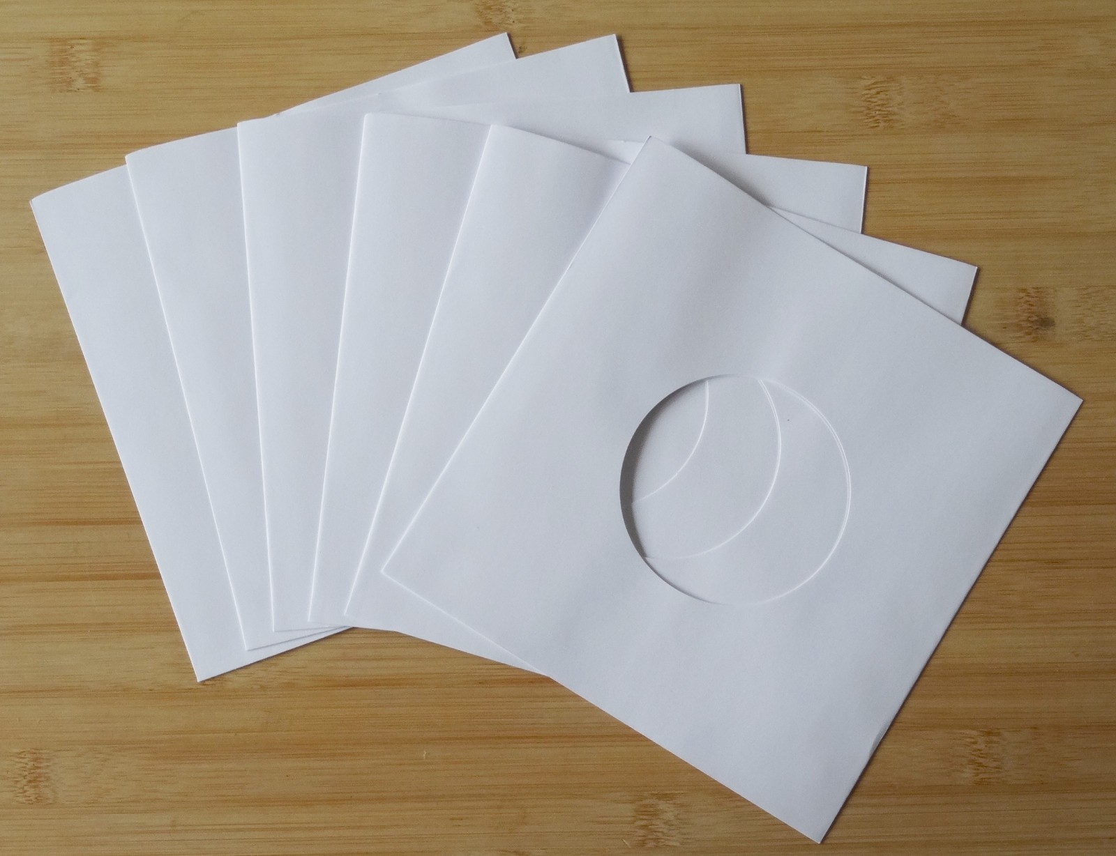 7'' 45rpm Record Sleeves x 6 Plain White 250g Paper Panmer Brand New / Unused.