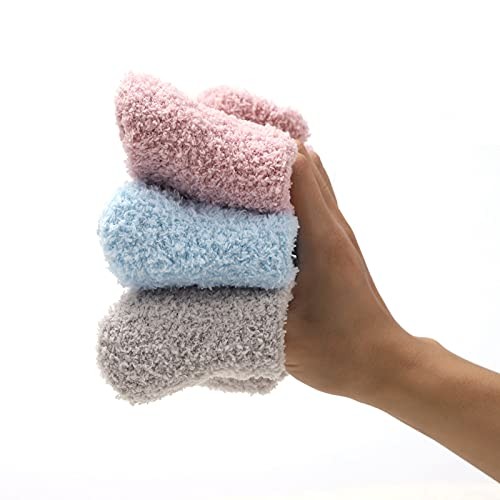 Womens Fuzzy Socks Microfiber Soft Cozy Warm Slipper Sleeping Slipper Socks-a