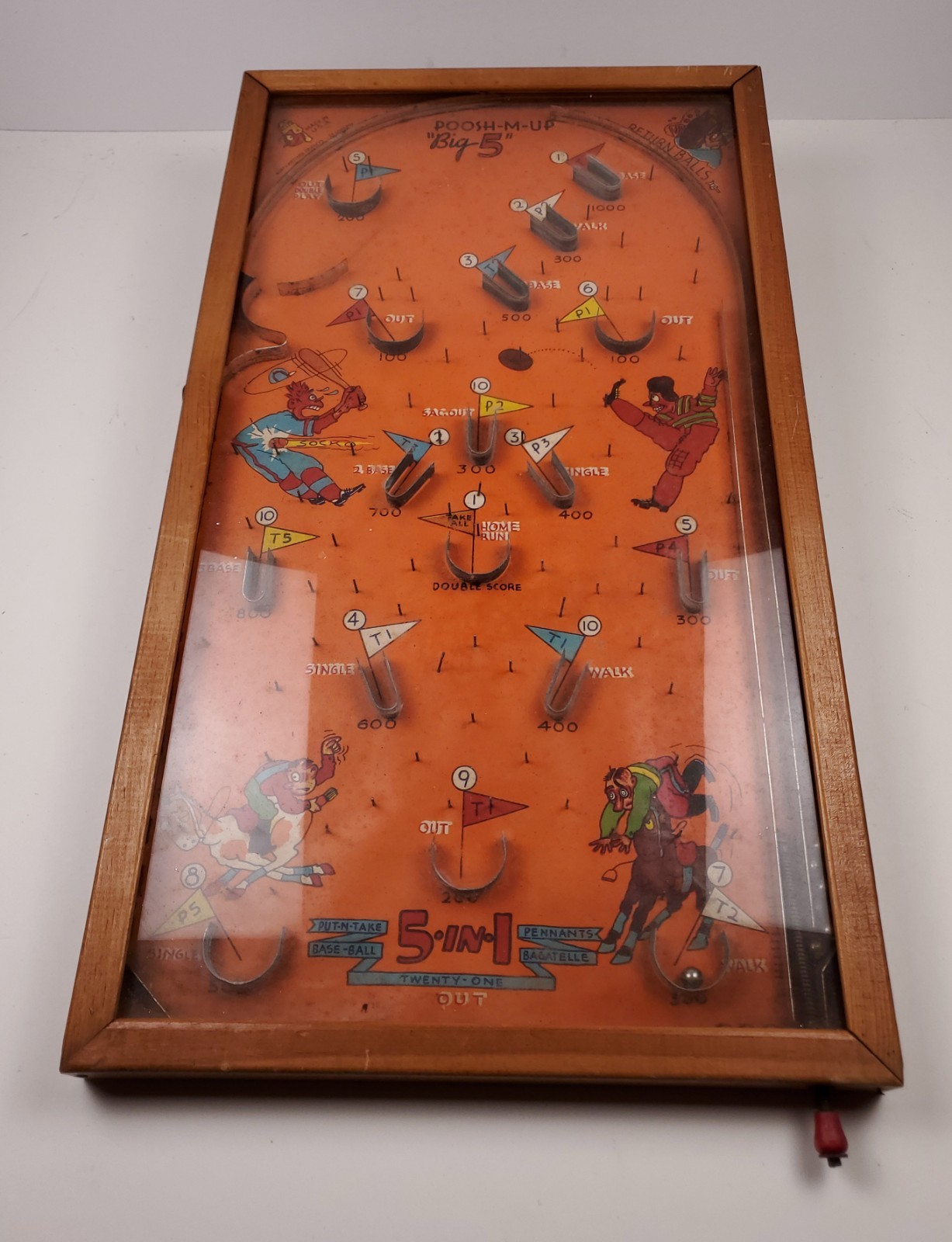 Poosh M Up Big 5 Pinball Machine Table Top Northwestern Products VTG 30s 40s VG+