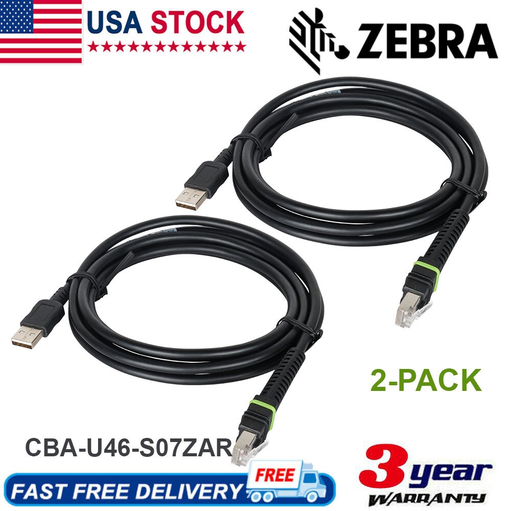 Replace CBA-U46-S07ZAR USB Cable for Zebra DS3608 Li3608 Scanner 2PCS