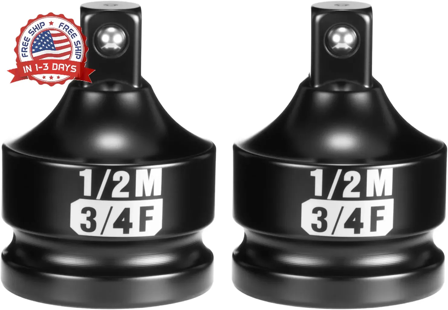 3/4" F to 1/2" M Socket Adapter 2PCS Set, CR-MO Steel Square Drive Converter Kit