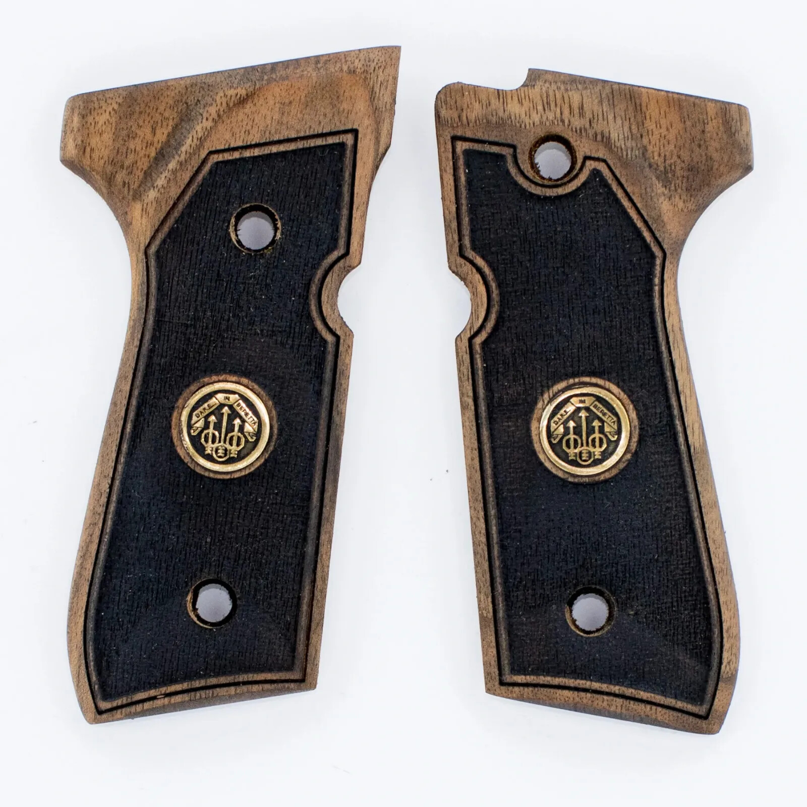 NEW Beretta 92F 92FS 96 98 M9 grips Laser Turkish Walnut Wood GOOD Gungrips LOGO