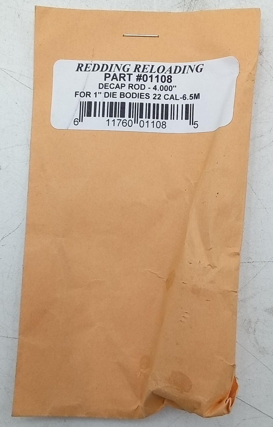 Redding Reloading #01108 Decap Rod 4.000 for 1"Die Bodies 22cal 6.5M