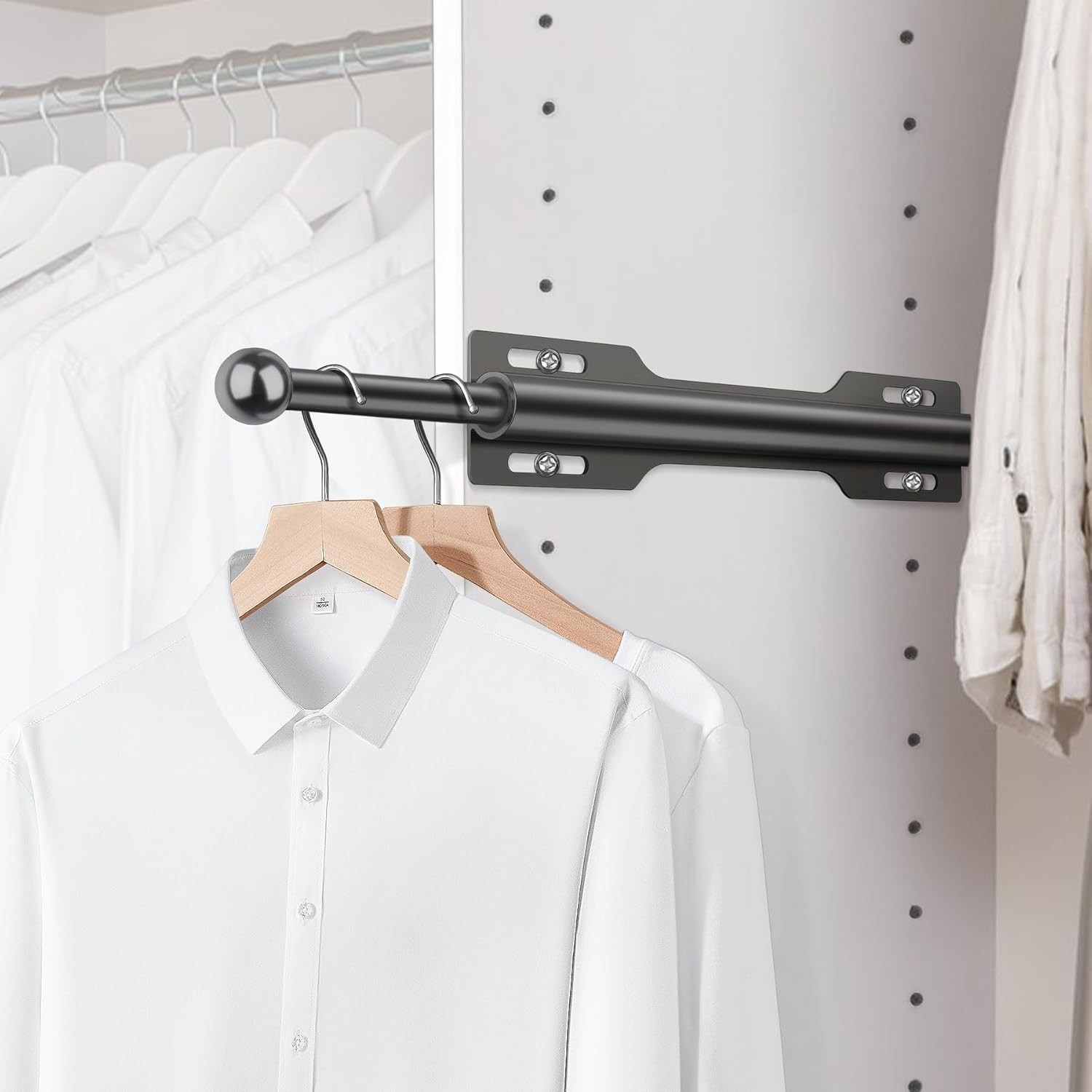 12" Valet Rod for Closet Pull Out (1 Pack, Black)