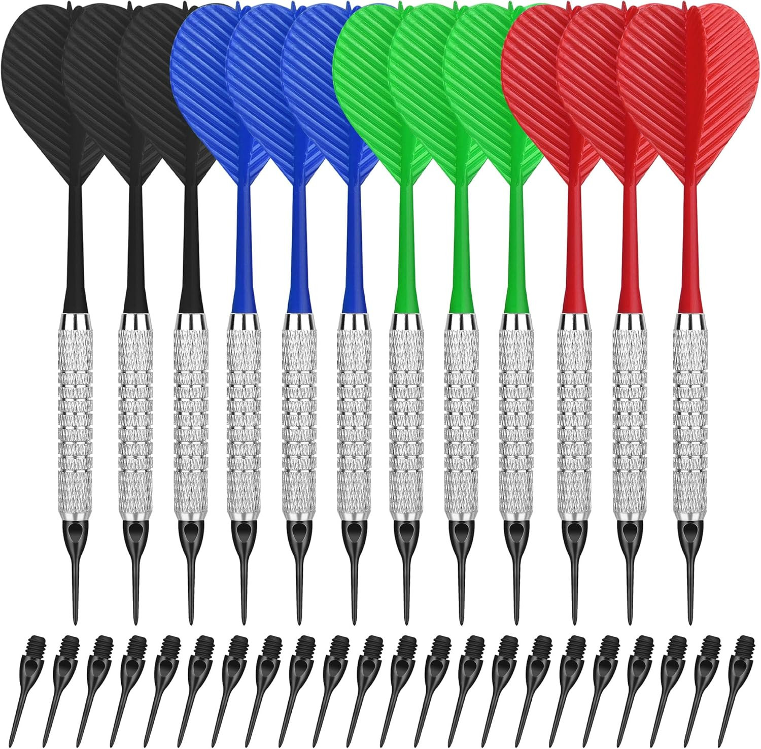 12 Pcs Soft Tip Darts Set with 100 Plastic Tips for Electronic Dartboard