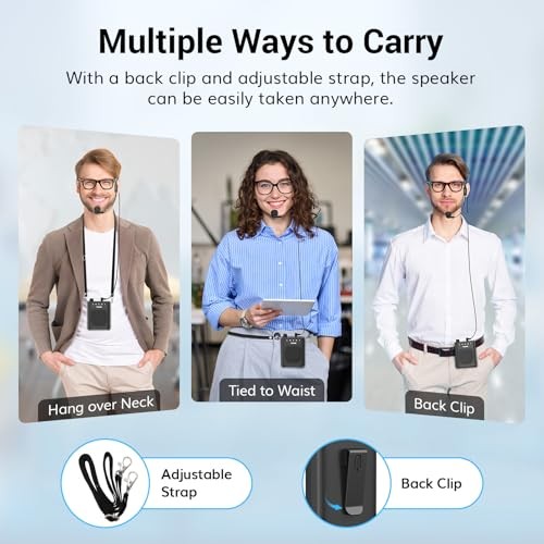 Portable Voice Amplifier for Teachers, Rechargeable Mini Pa System with 100