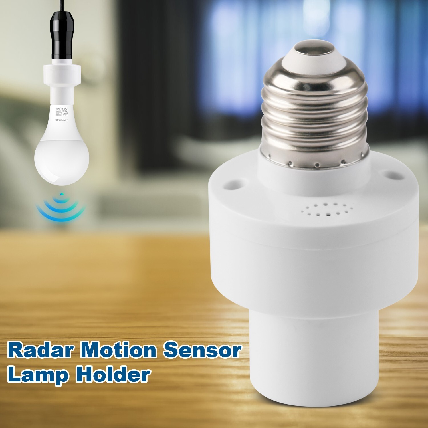 2Pack E27/E26 Radar Motion Light Holder Detector Base Lamp Switch Bulb Socket