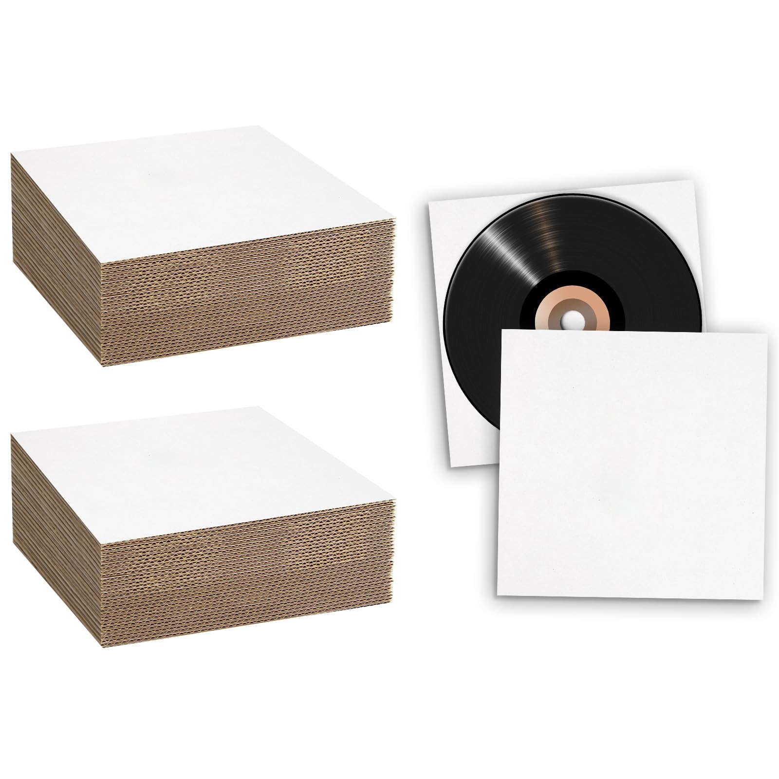 Mat Board Center, 50 Pack 12 3/8" Corrugated Cardboard Sheets For 12" Vinyl L...