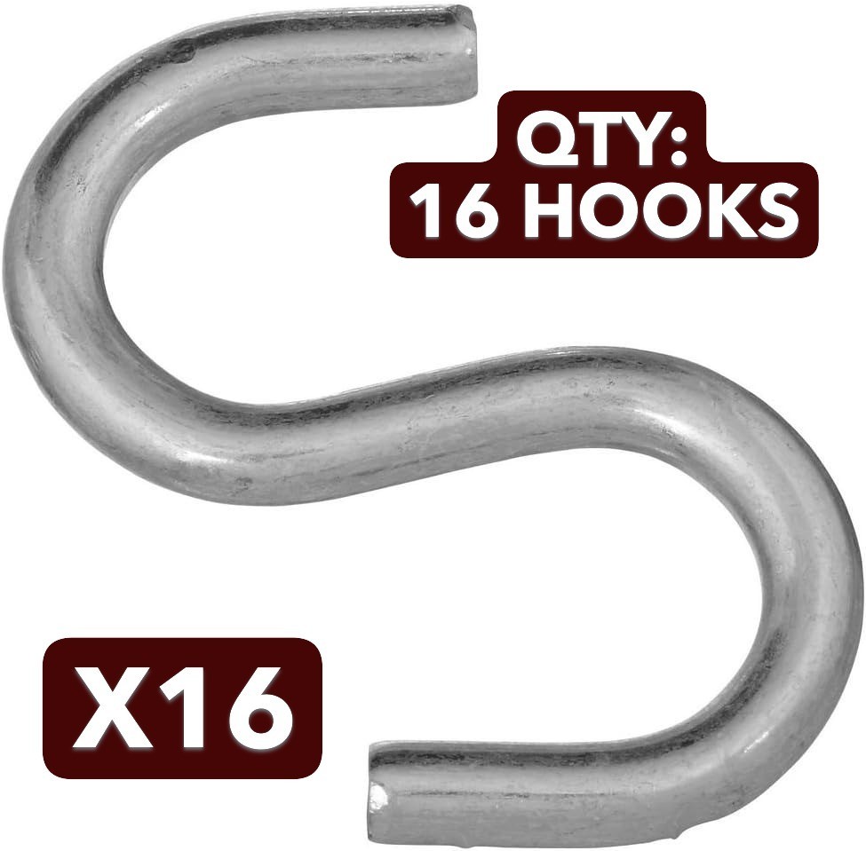 NOS 16-pack lot National Hardware N273-441 Zinc Heavy Open 3" In S-Hook