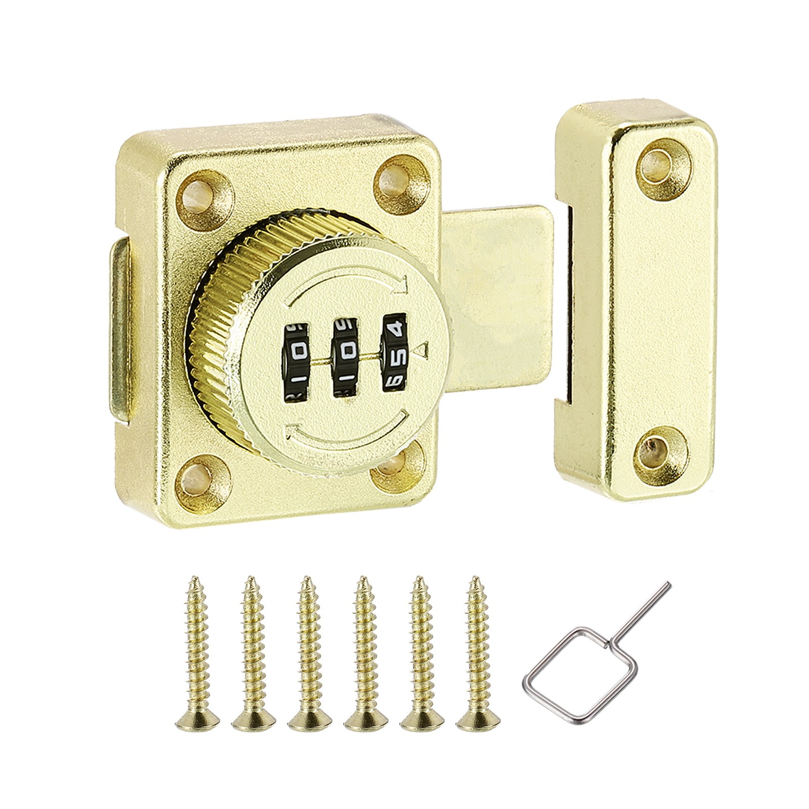 Combination Cabinet Latch, 3-Digit Password Cabinet Lock, Gold
