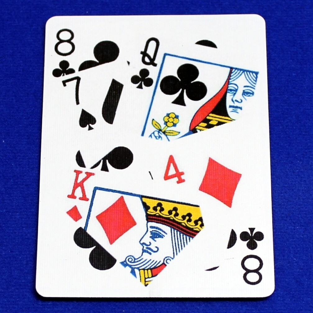 8 of Clubs with Overlapping Cards, Bicycle Printed Gaff Card, Red