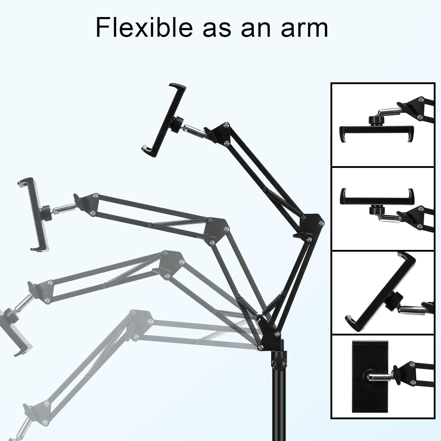 Tablet Floor Stand, Adjustable Universal 360-degree Rotatable Metal Tablet Ho...