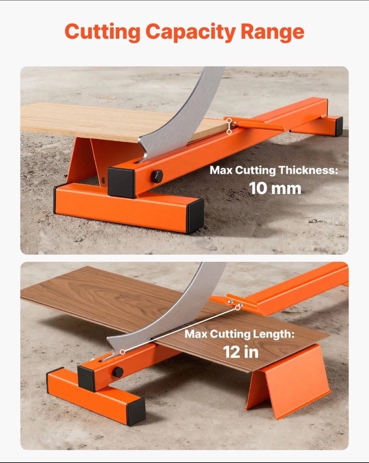 12 inch Vinyl Floor Cutter, 10mm Thick Laminate Flooring Cutter with Cutting Ang