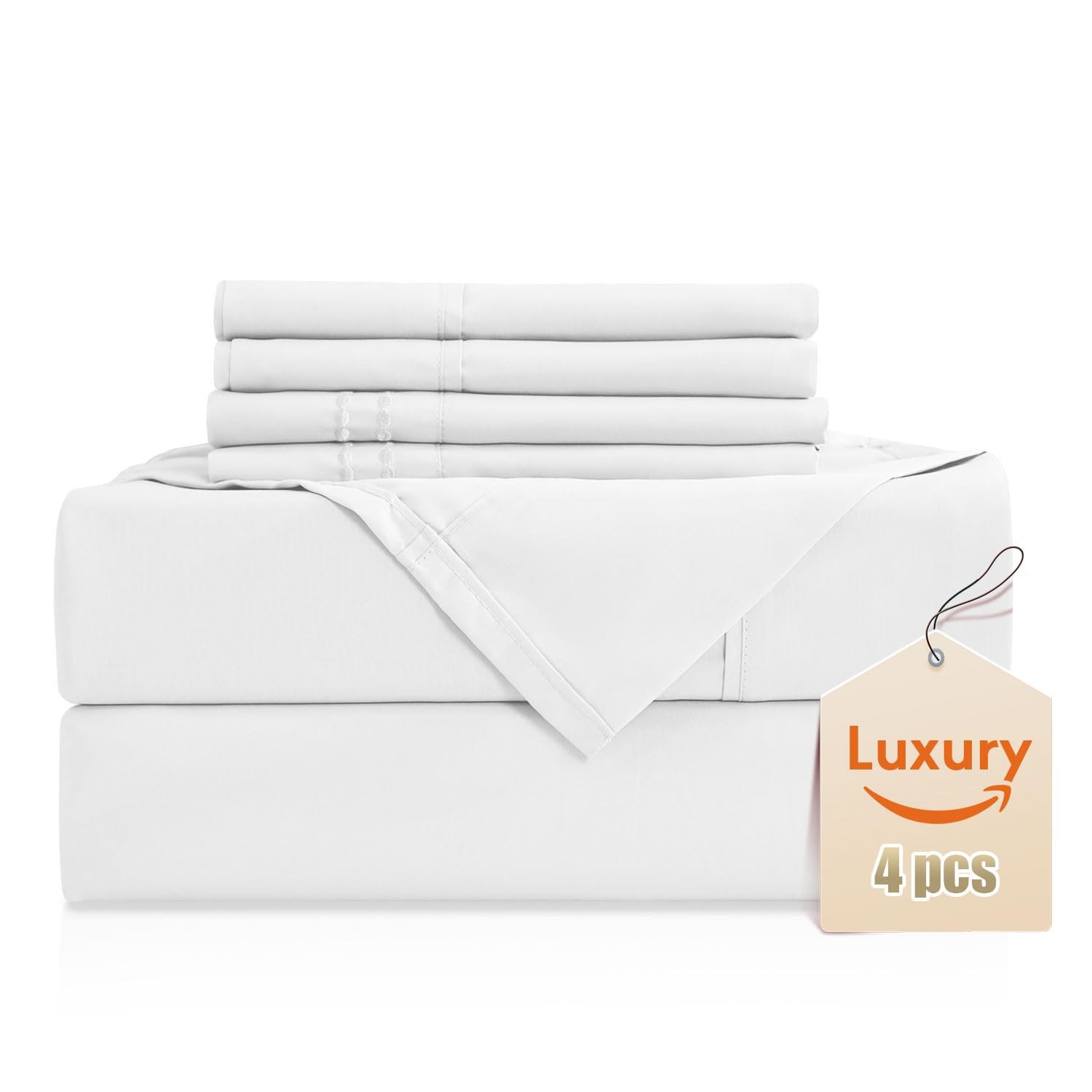 Twin XL Sheet Set,Luxury Silky Soft 4 Piece Bed Sheet Set Fits 16 inch Deep P...