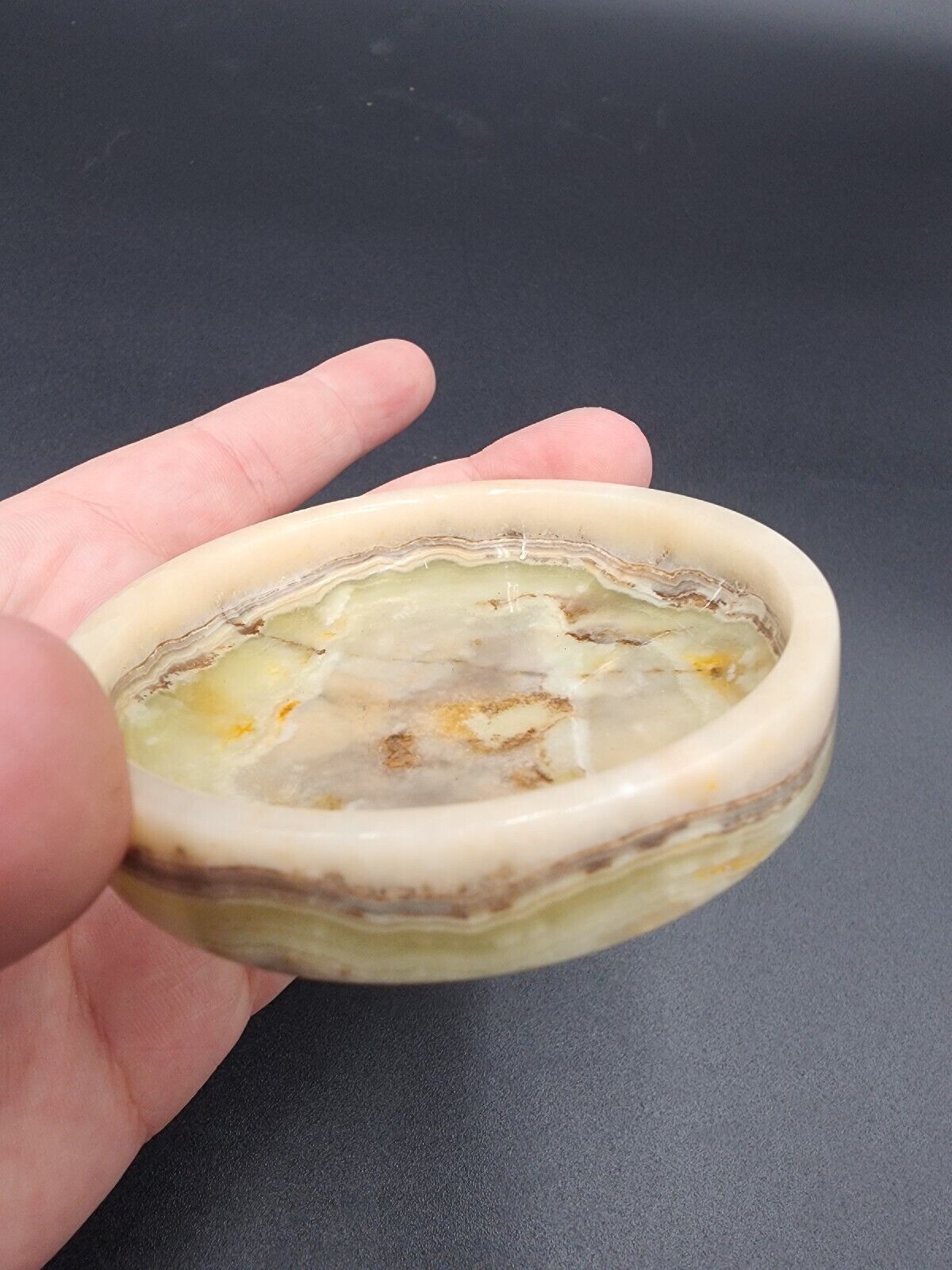 Carved Stone Trinket Ring dish 3”