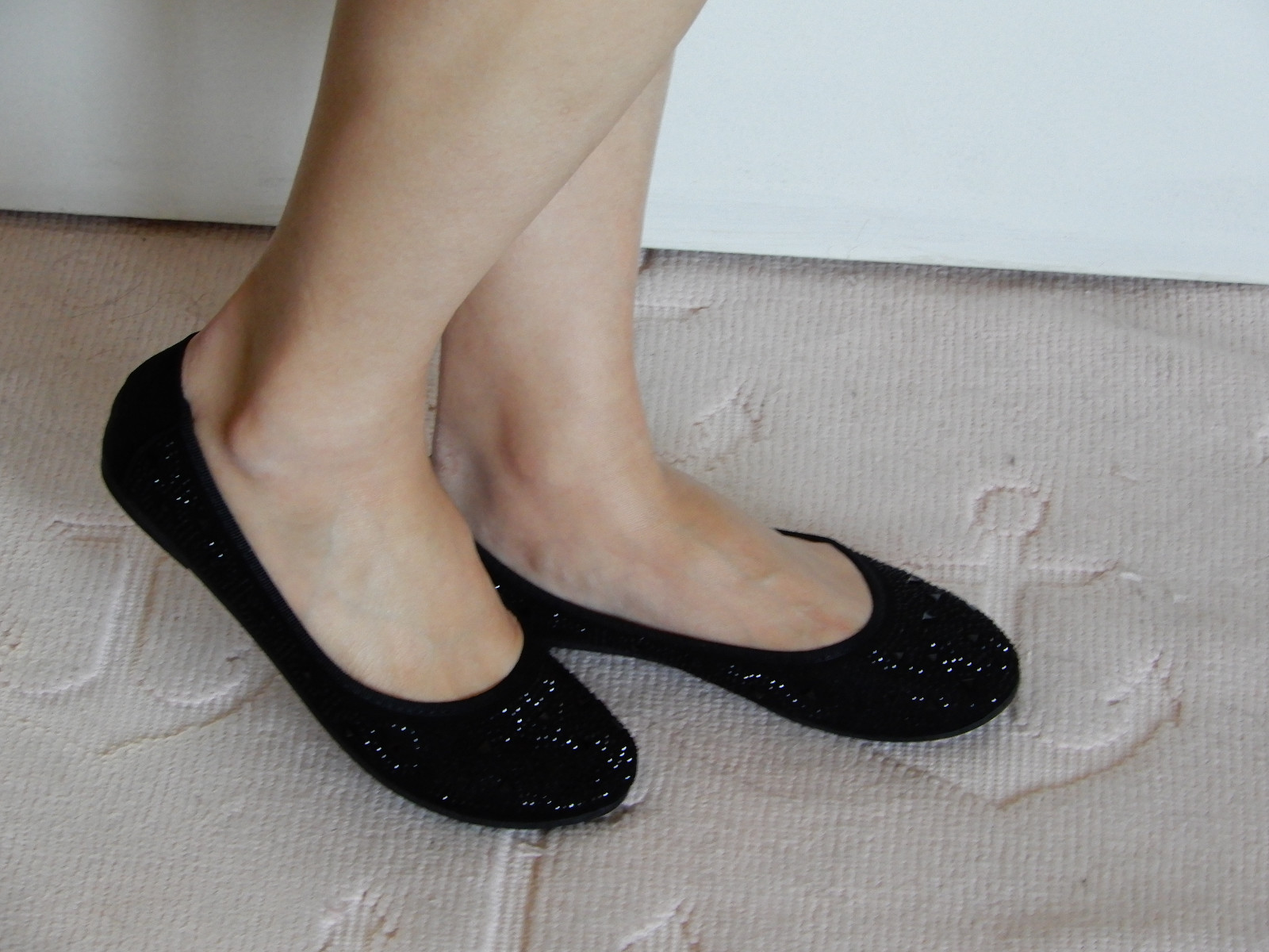 New Fashion Casual Black Suede Ballet Flats Shoes Size 6~10