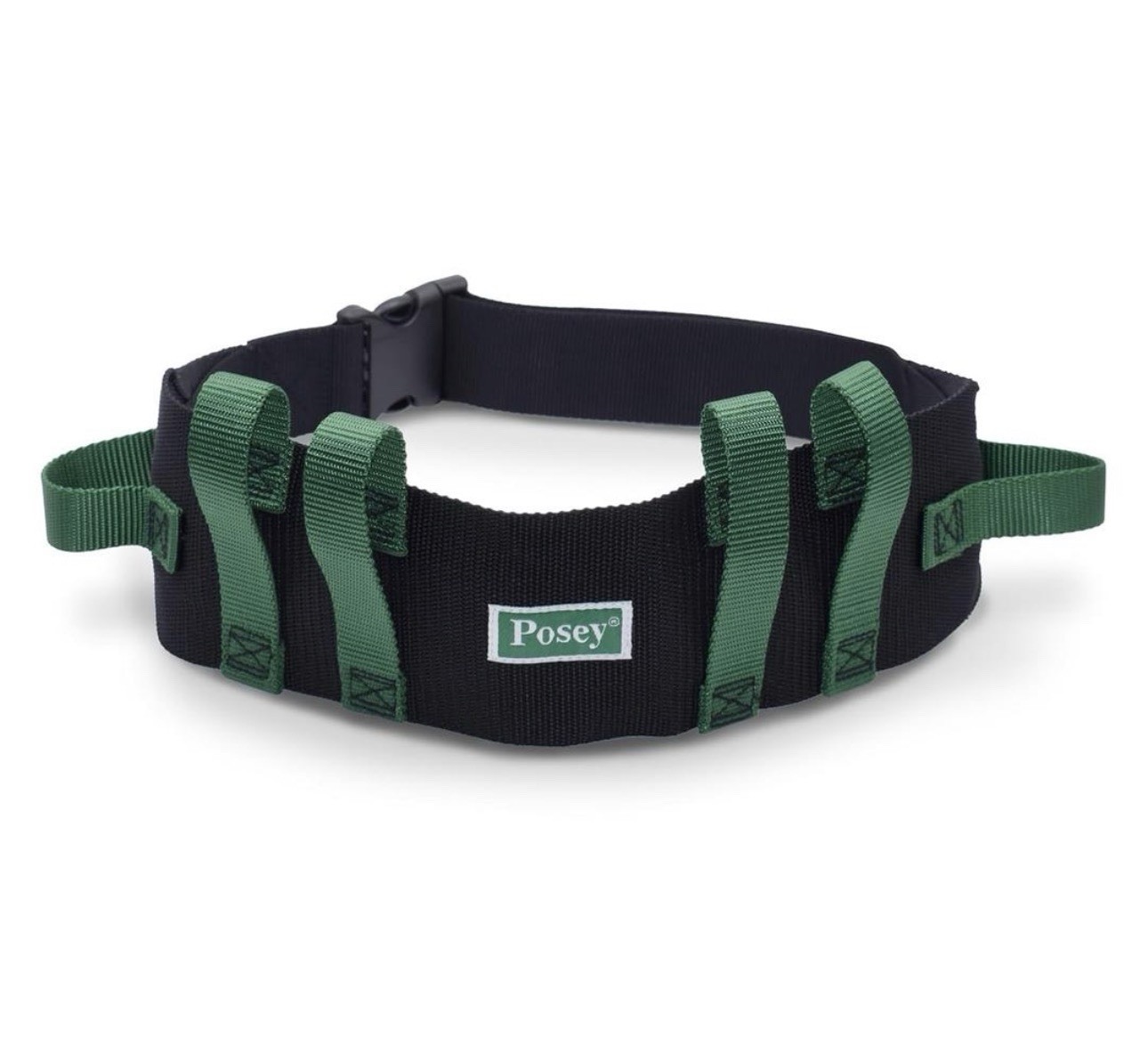 Posey 6537Q Six-Handle Quick Release Nylon Gait Belt 55" Adjustable Green/Black
