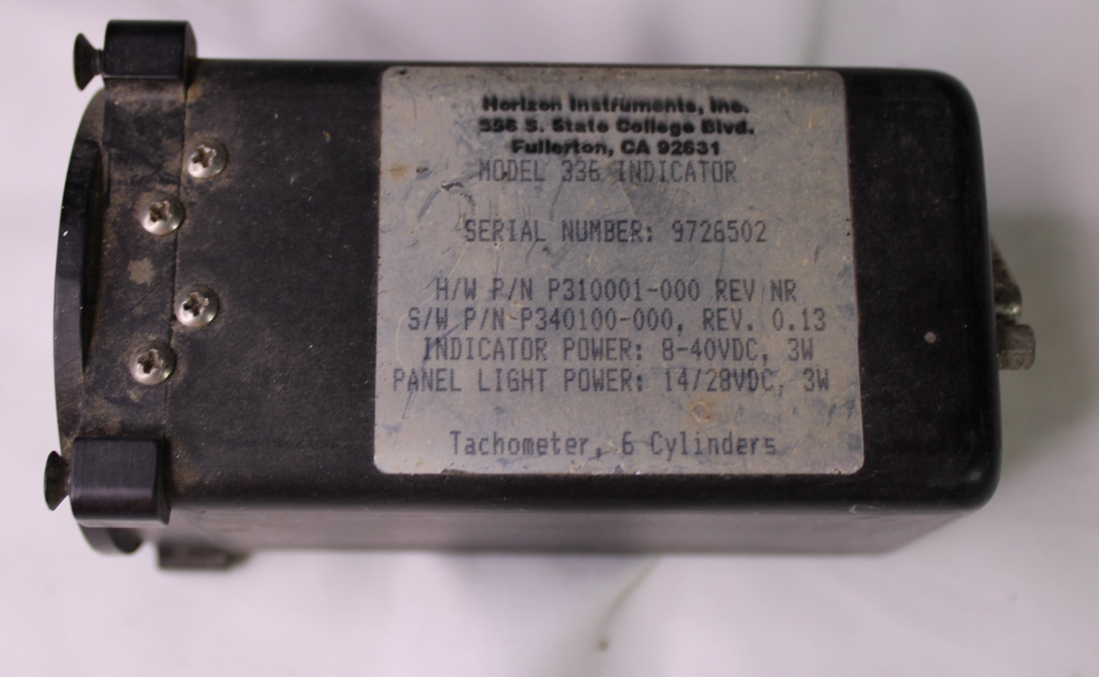 Horizon Instruments Aviation Indicator Model 336 6 cylinder Tachometer Airplane