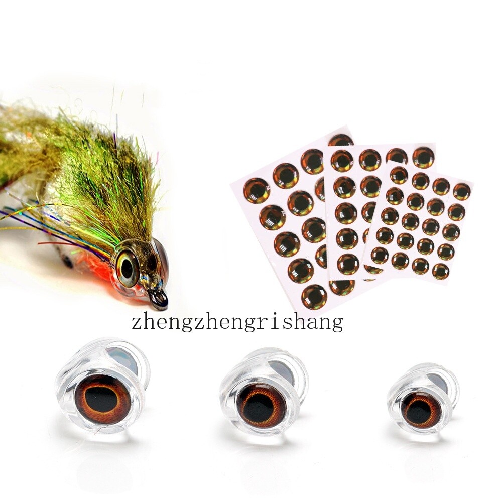 10 Set Fly Tying Fish Skull Head Flies with Eyes Fly Fishing Bait Making  4-8mm