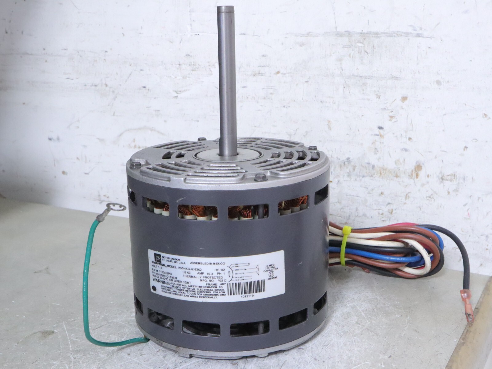 EMERSON K55HXGJZ-8262 Blower Motor 1/2HP 115V 1100RPM 3SPD 1PH HQ1012119EM