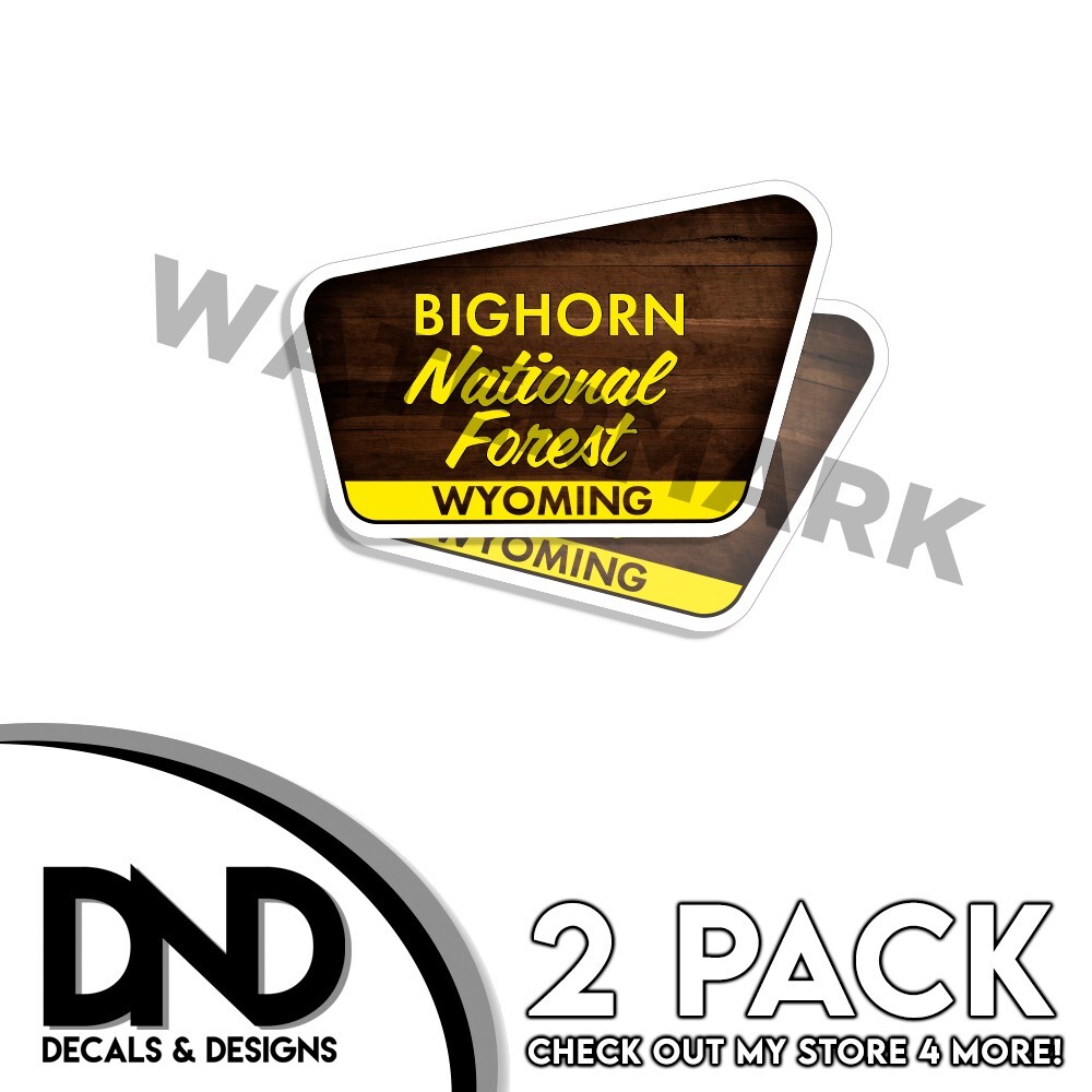 Bighorn National Forest Wyoming Decals 4" x 2.6" Park Sign Stickers 2 Pack