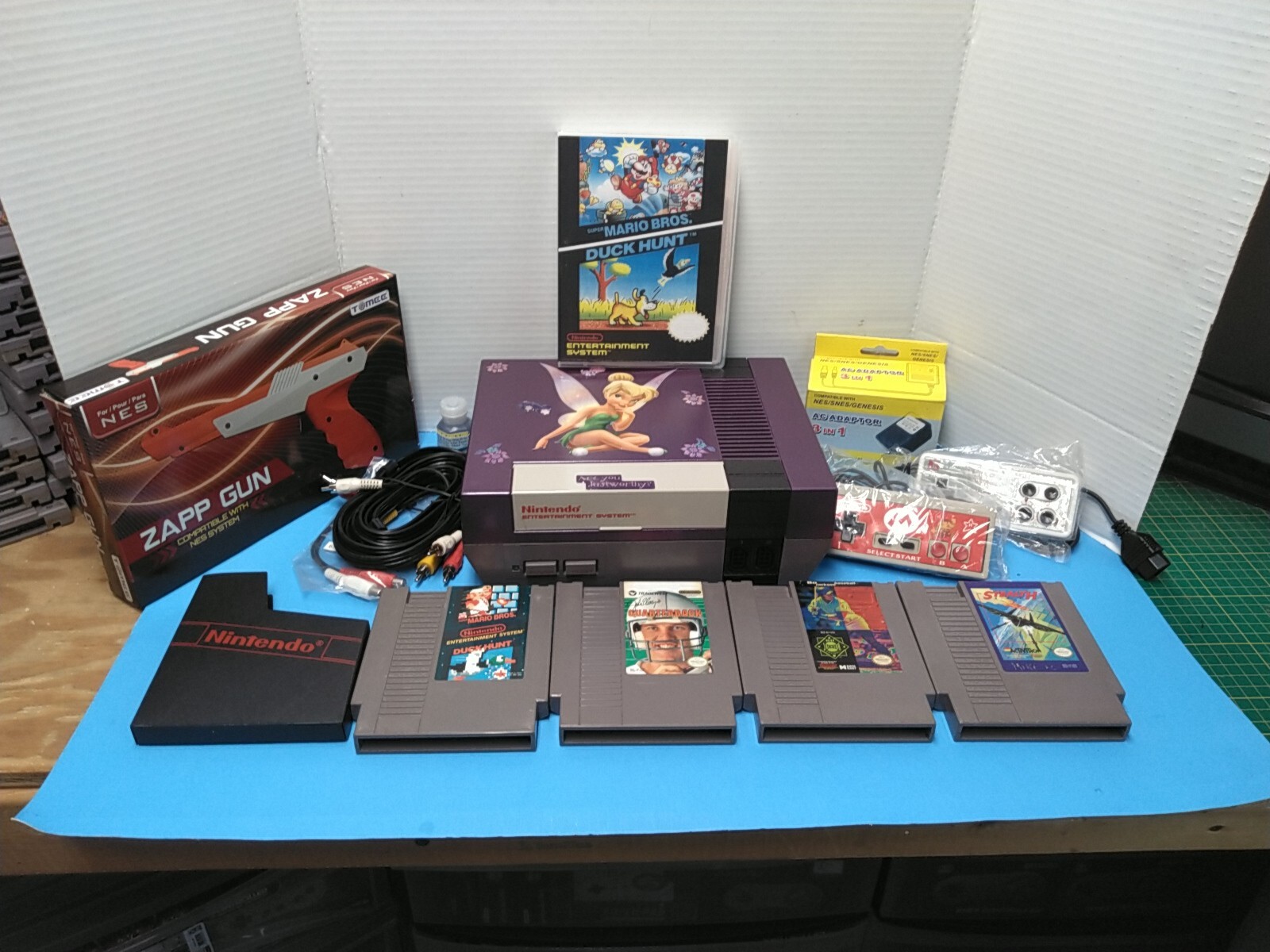 Nintendo system NES with 4 games 2 Controllers Purple