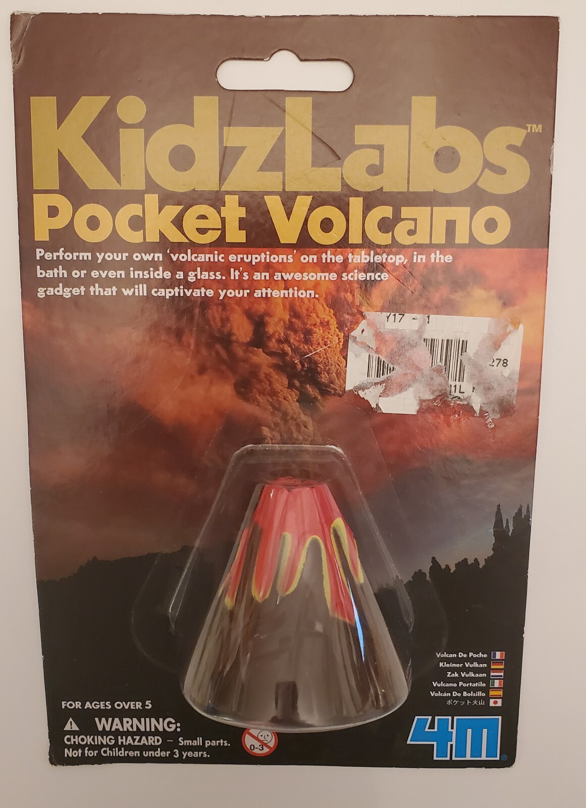 New KidzLabs Pocket Volcano, Erupting Tabletop Volcano Children’s Toy; Unopened.