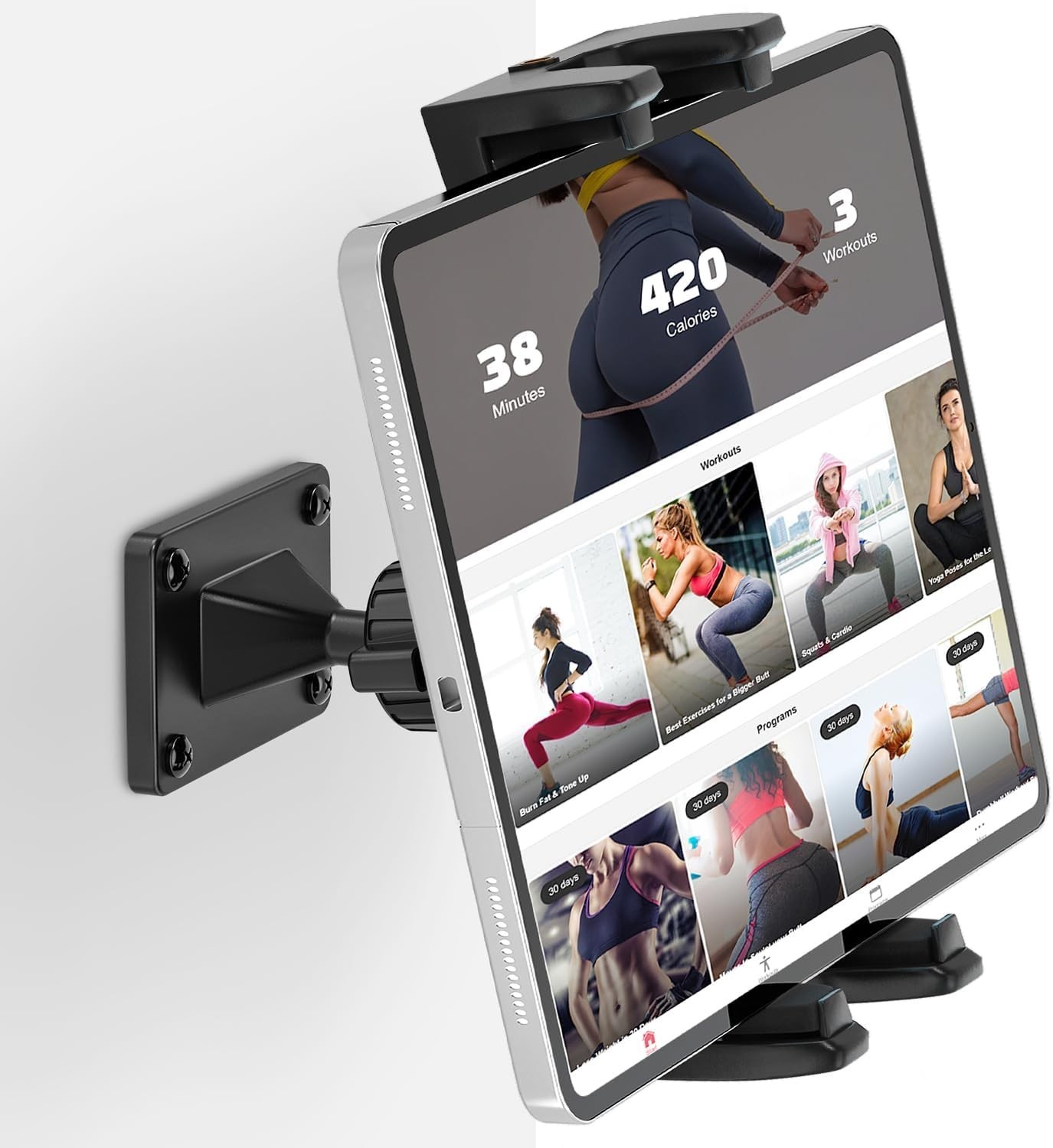 Tablet Wall Mount, 360° Rotation Holder Stand, Sturdy Metal Black