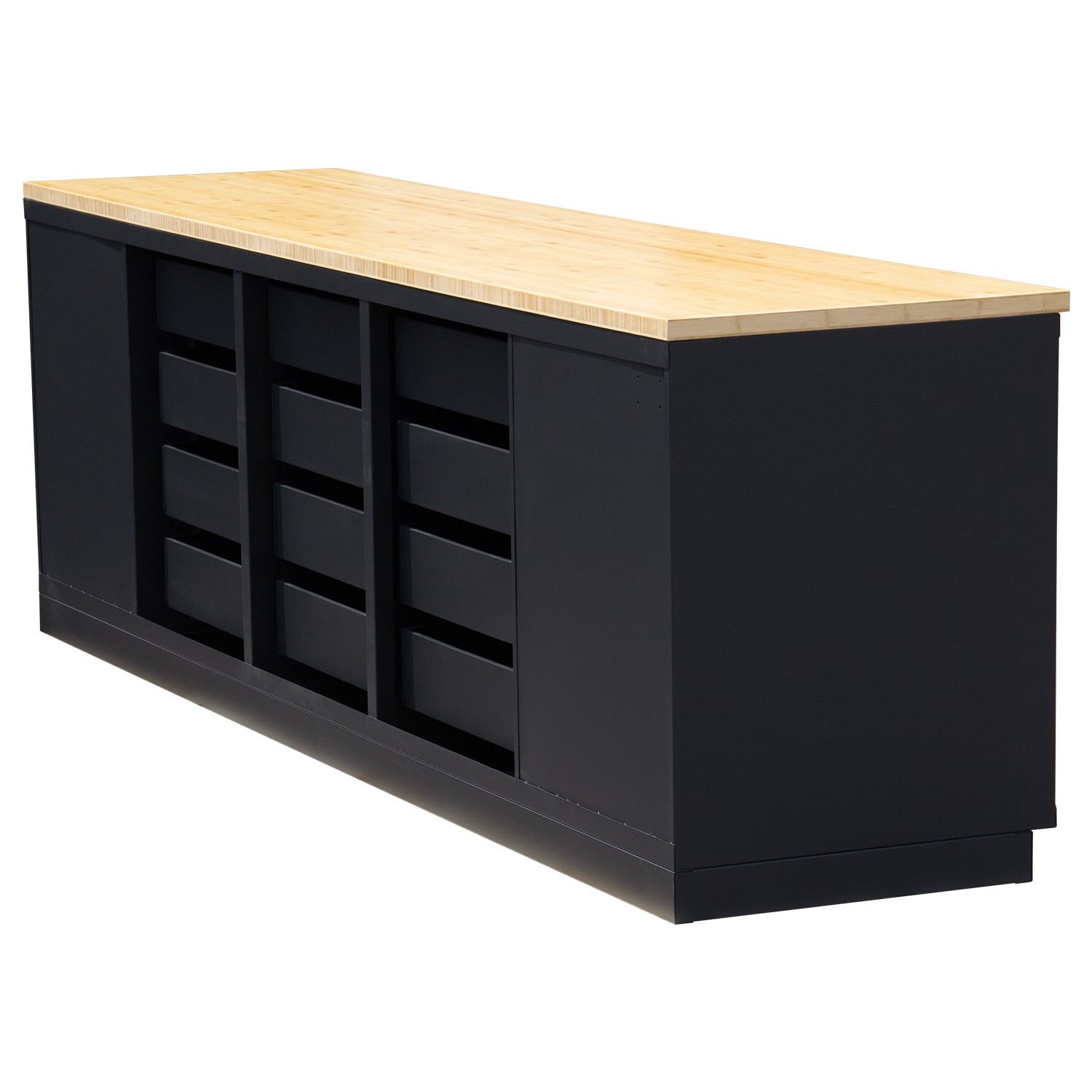 12 Drawer Heavy Duty Rolling Cabinet Workbench Table w/Solid Wood Top for Garage