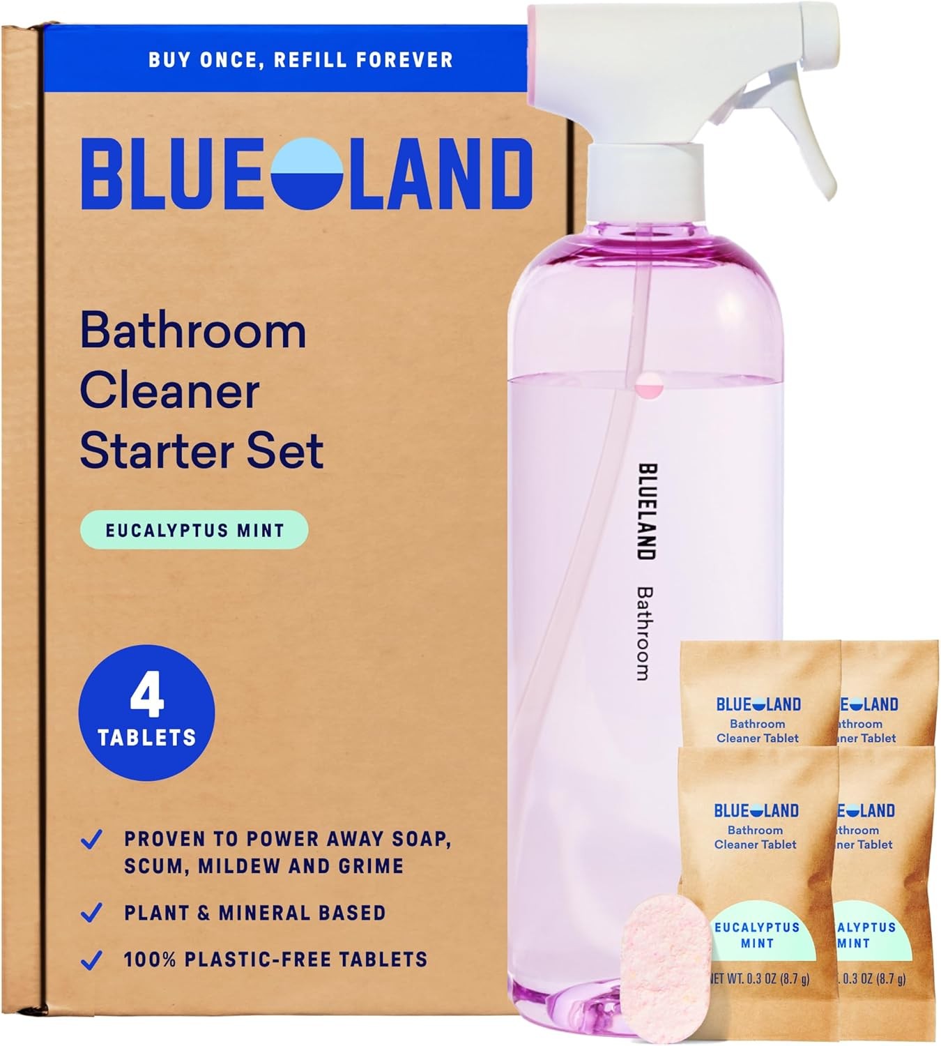 Bathroom Cleaner, Starter Set, Eucalyptus Mint Scent, Spray