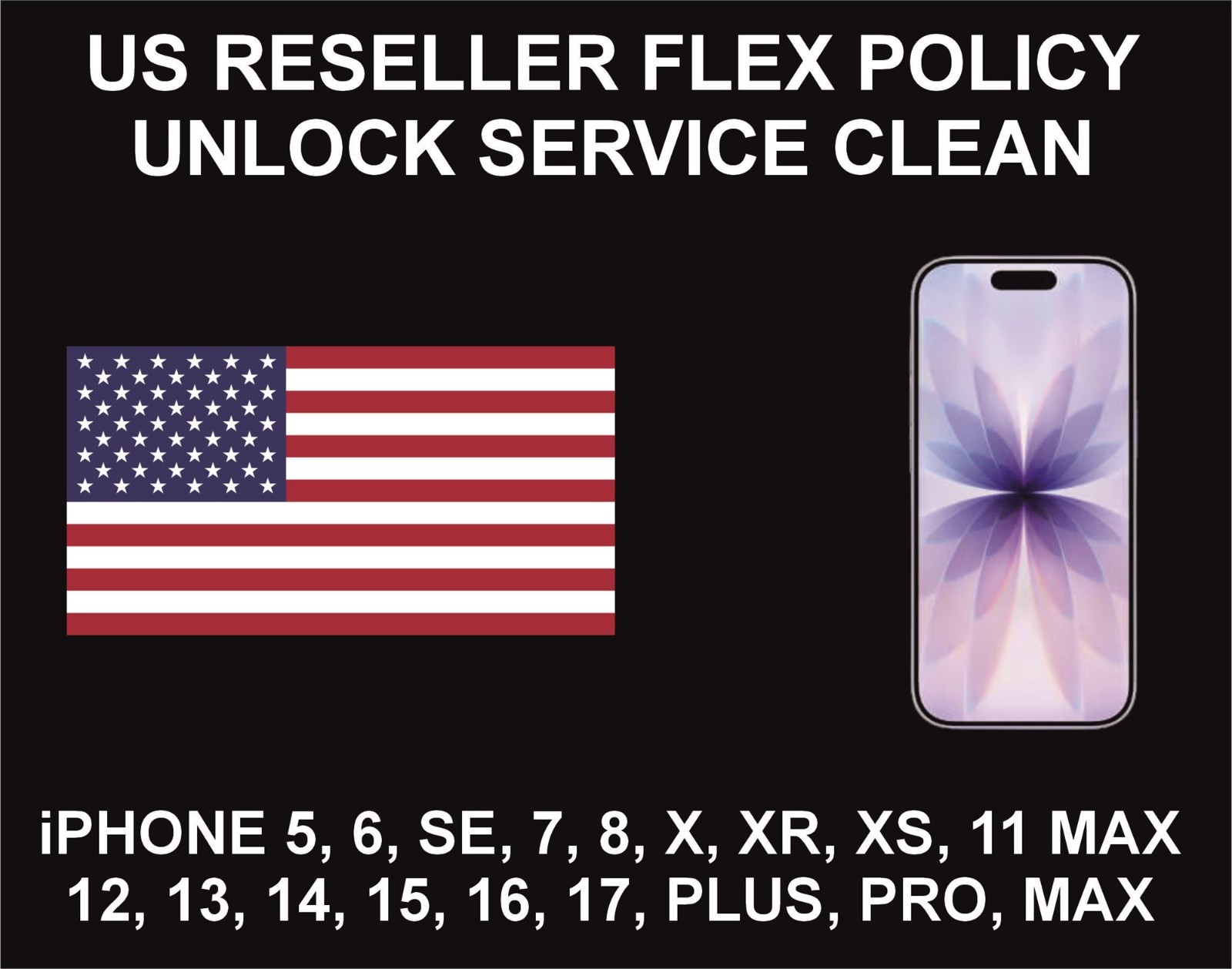 US Flex, iPhone All Models, Factory Unlock