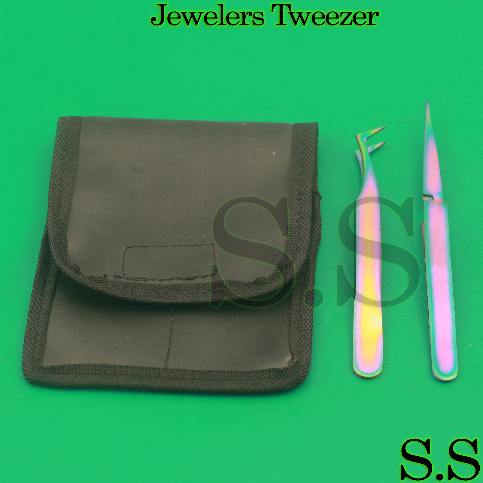 SET OF 2 MULTI TITANIUM RAINBOW COLOR JEWELER STYLE TWEEZERS #6 + #N1 FINE POINT